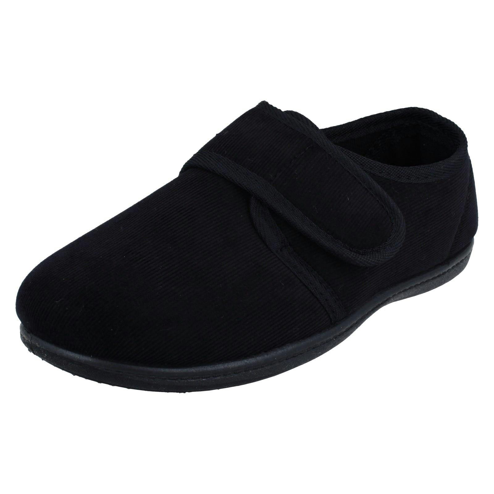 Padders Men's Black Hook & Loop Slippers James - Uk 9
