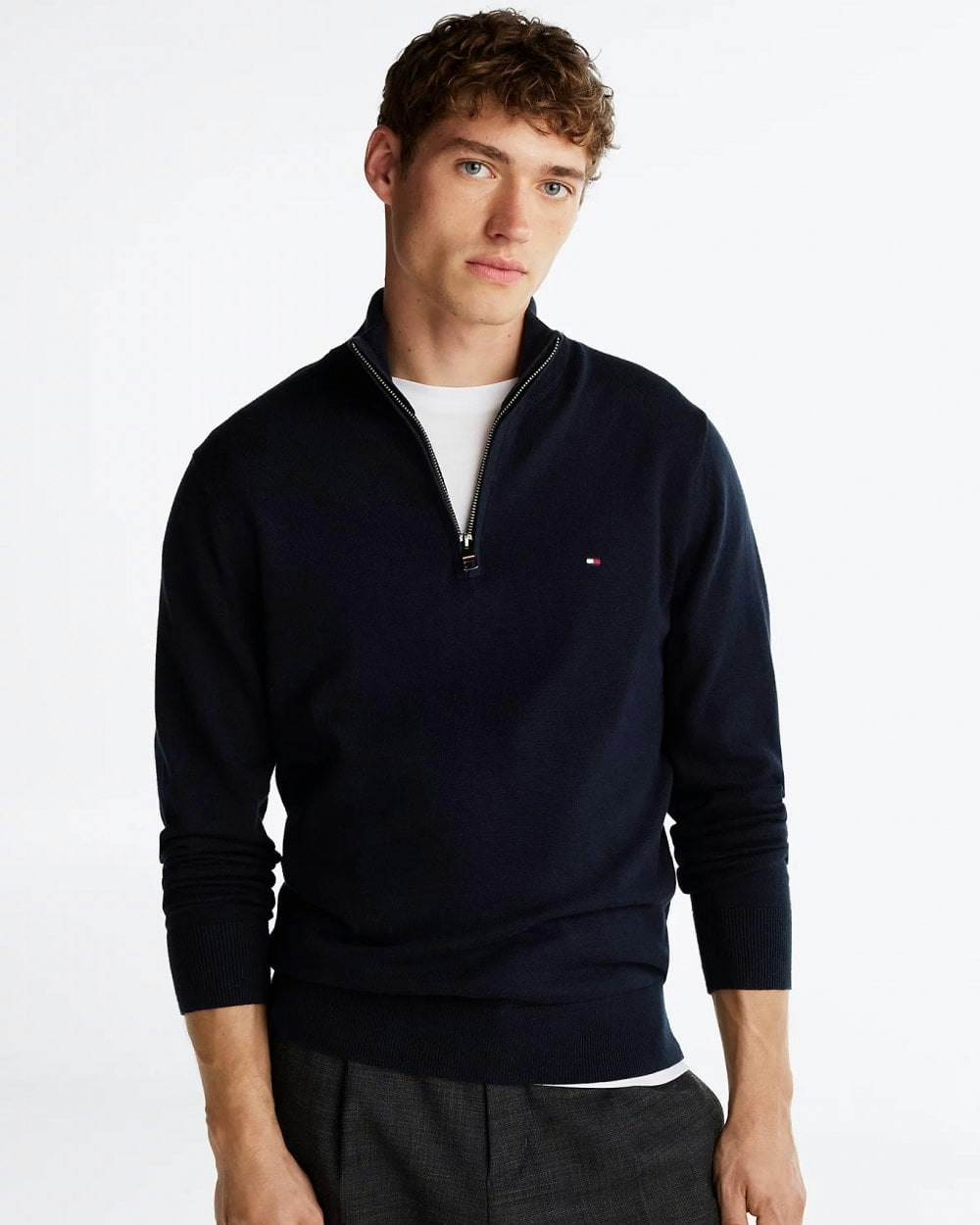 Tommy Hilfiger Cotton Cashmere Quarter-Zip Jumper - Male - Zip-Throughs - Blue - Xl - Sweatshirts & Hoodies - Image 6