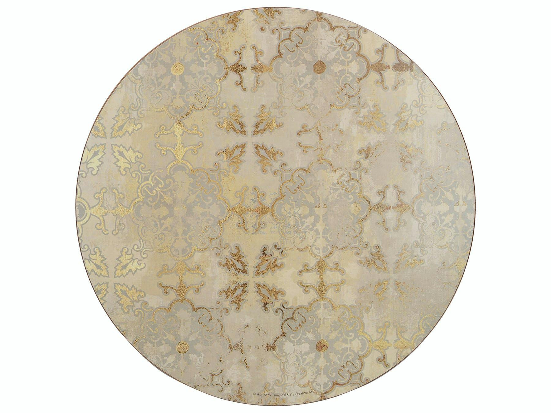 Rackhams Gold Impressions Pack Of 4 Premium Round Placemats - Wood - Placemats And Coasters