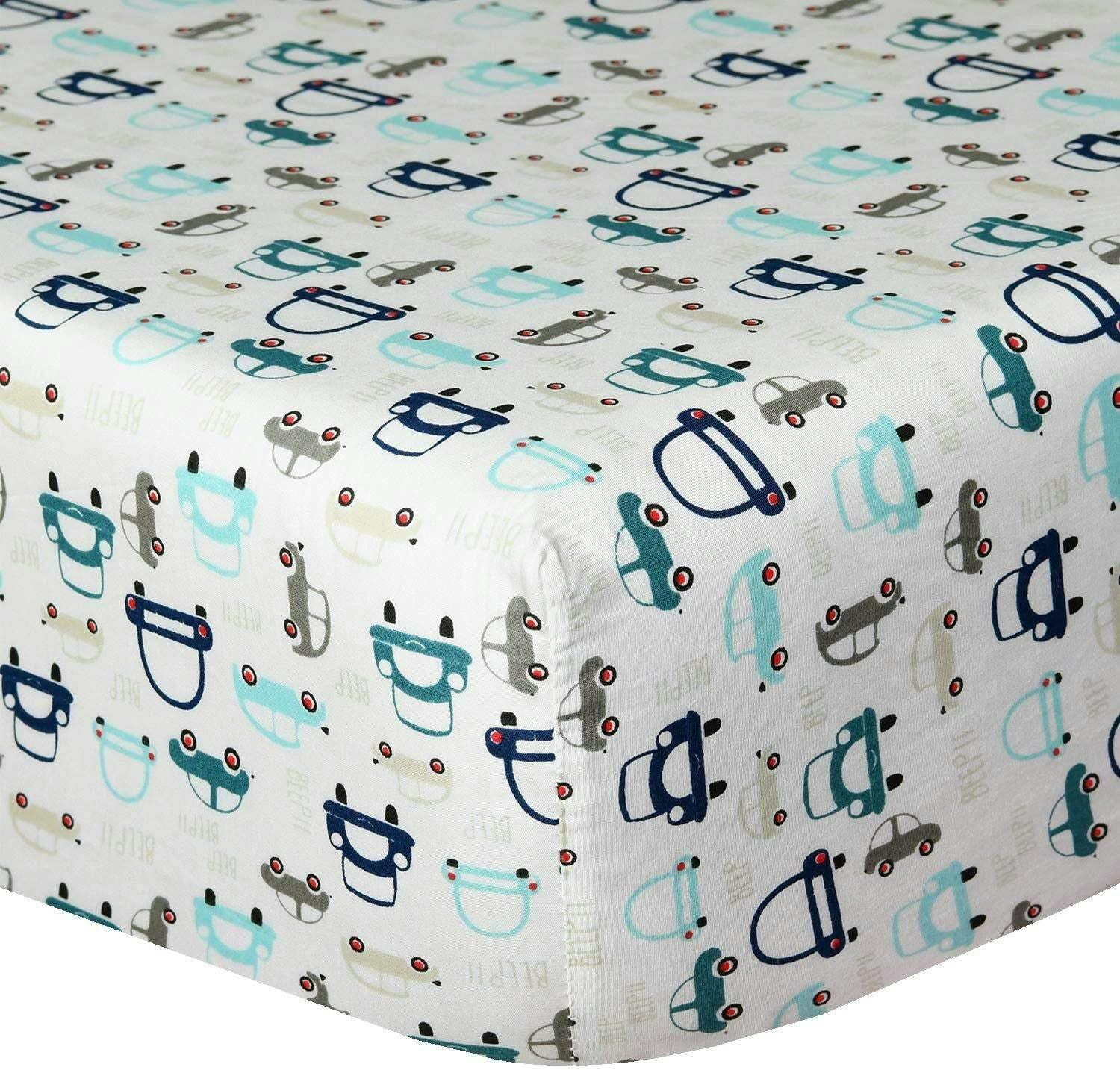 Smart Living Nursery Cars Organic Cotton Crib Sheet