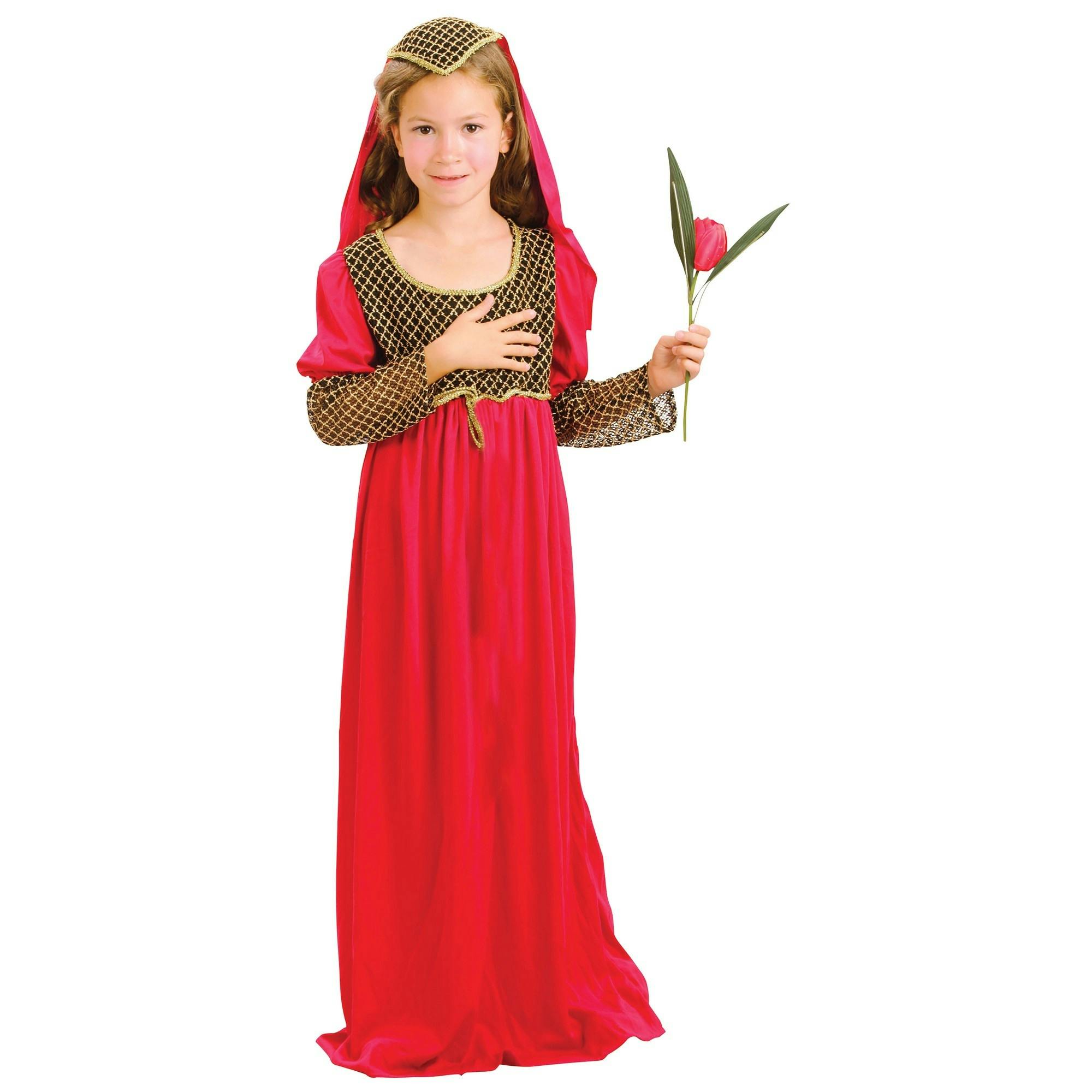 Bristol Novelty Girls Red/Gold Dress With Headpiece Costume - S