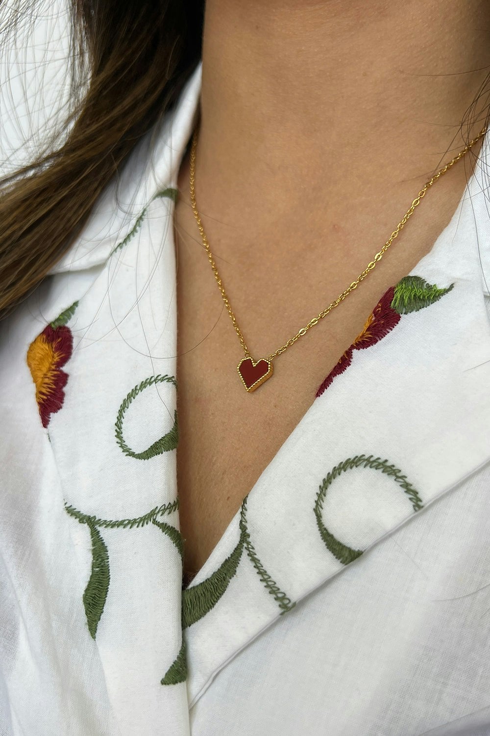 Svnx Women's Gold Cherry Red Heart Pendant Necklace - Gift Boxed In - Image 4
