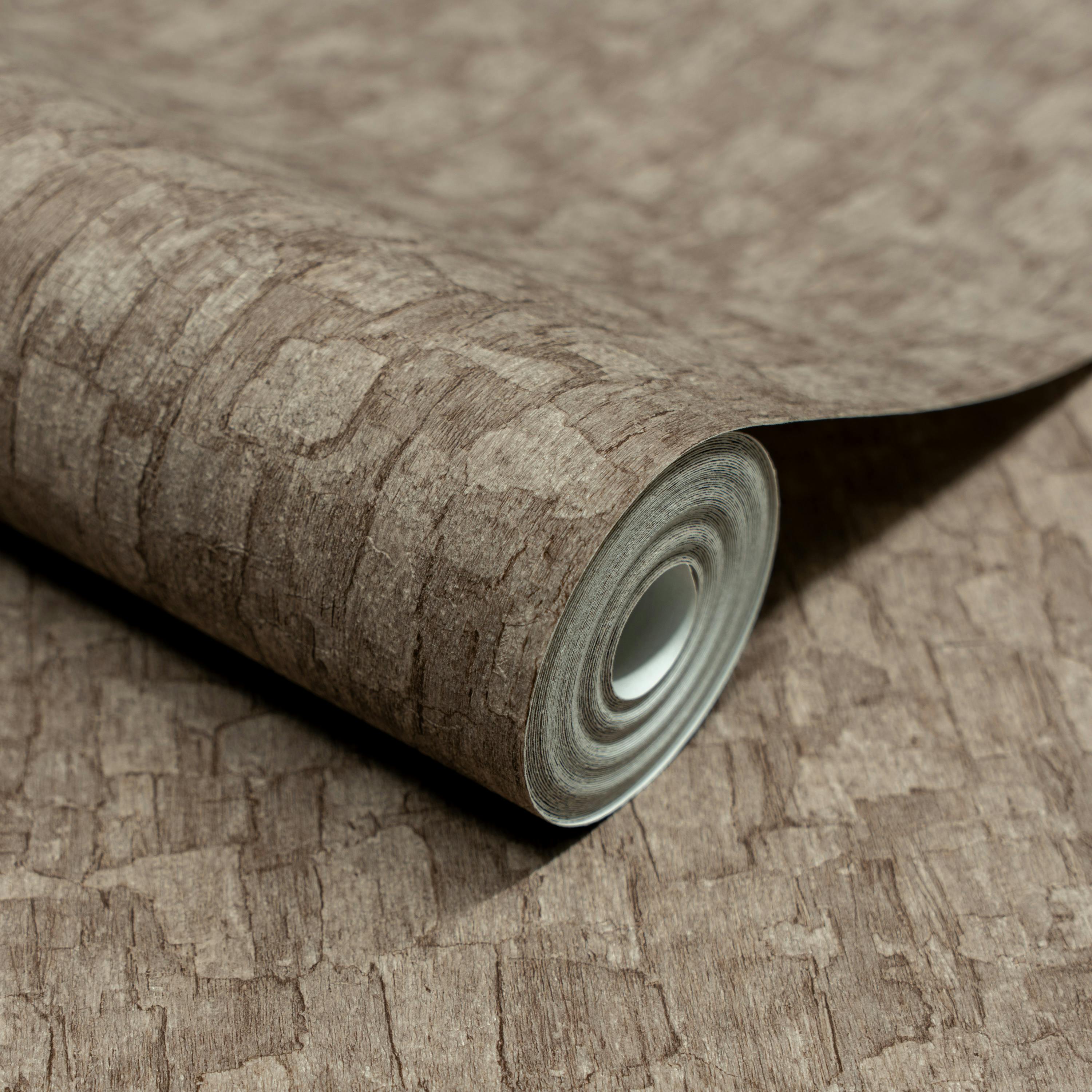 Rackhams Boutique Azobe Cork Effect Luxury Weight Embossed Wallpaper, Deep Taupe