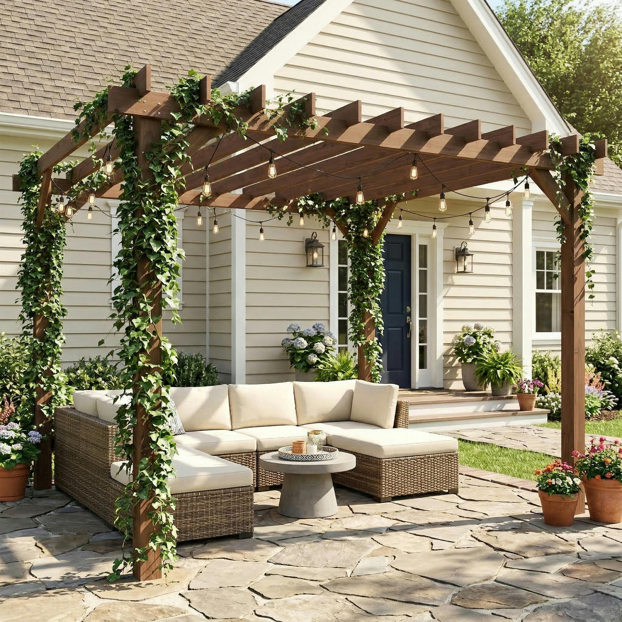 Rackhams Wooden Pergola Gazebo Grape Trellis - 3 X 3 M