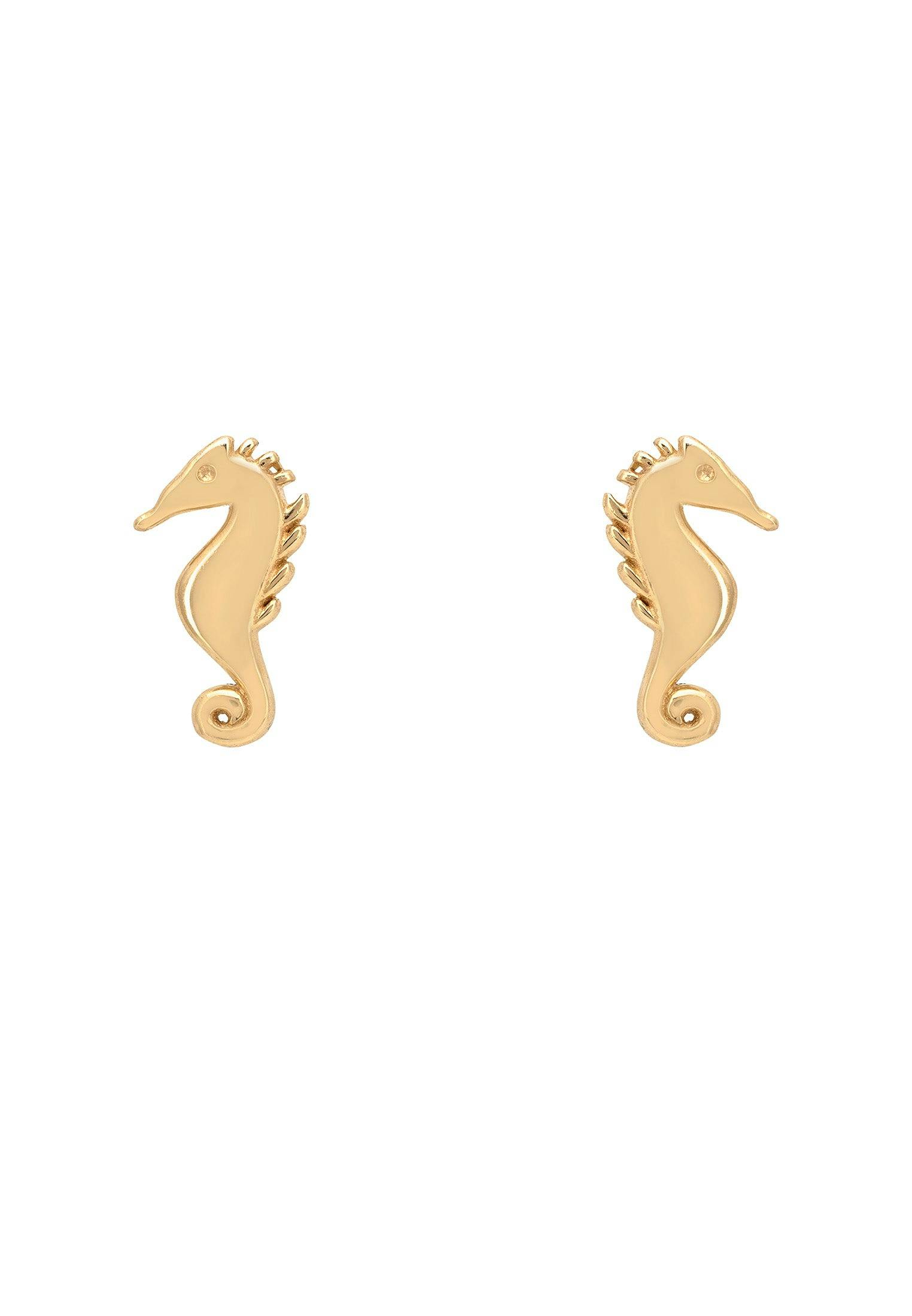Latelita Gold Solid 14K Seahorse Stud Earrings