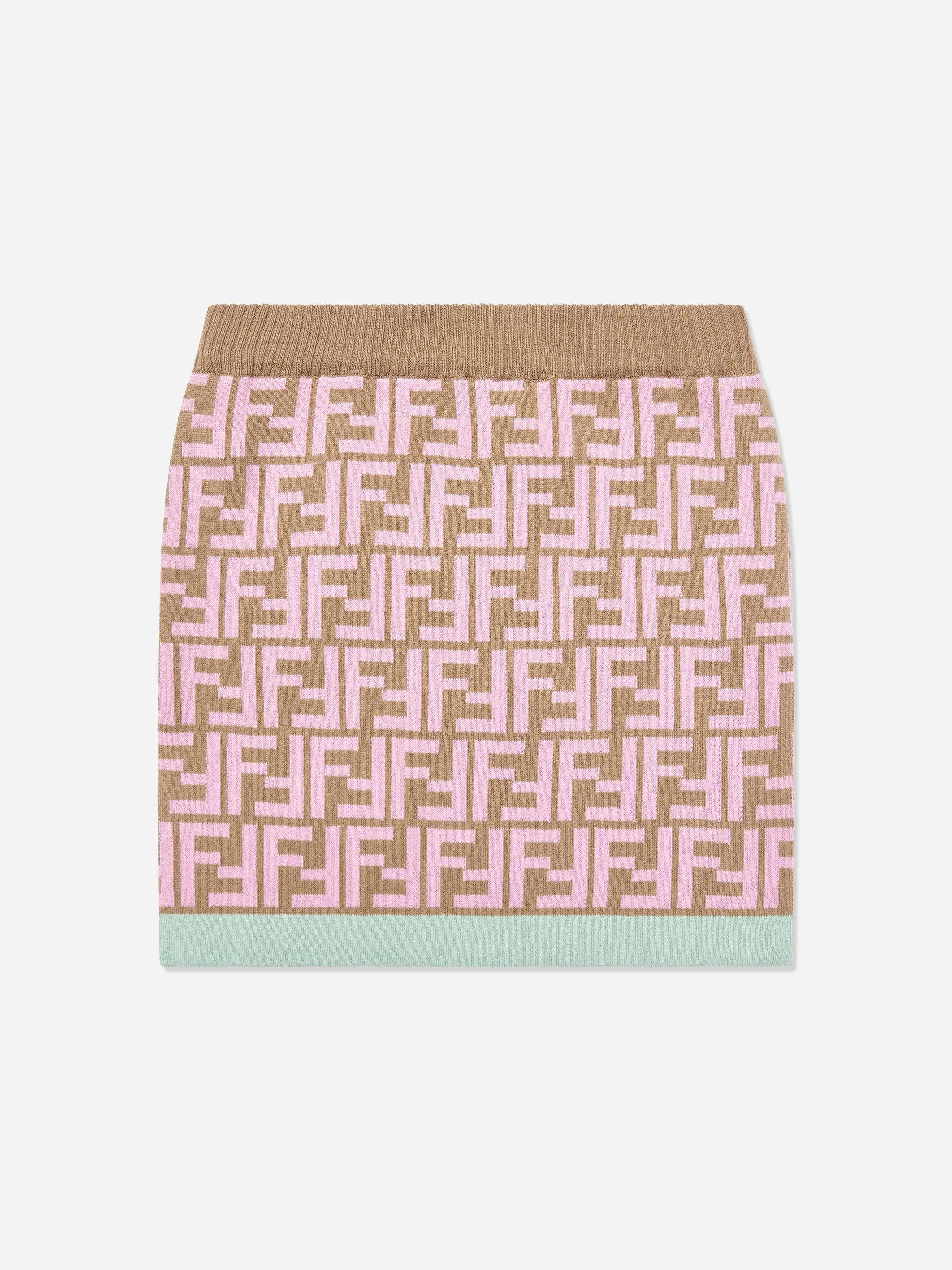 Fendi Kids Girls Brown Fendi Ff Monogram Skirt In - 12 Yrs