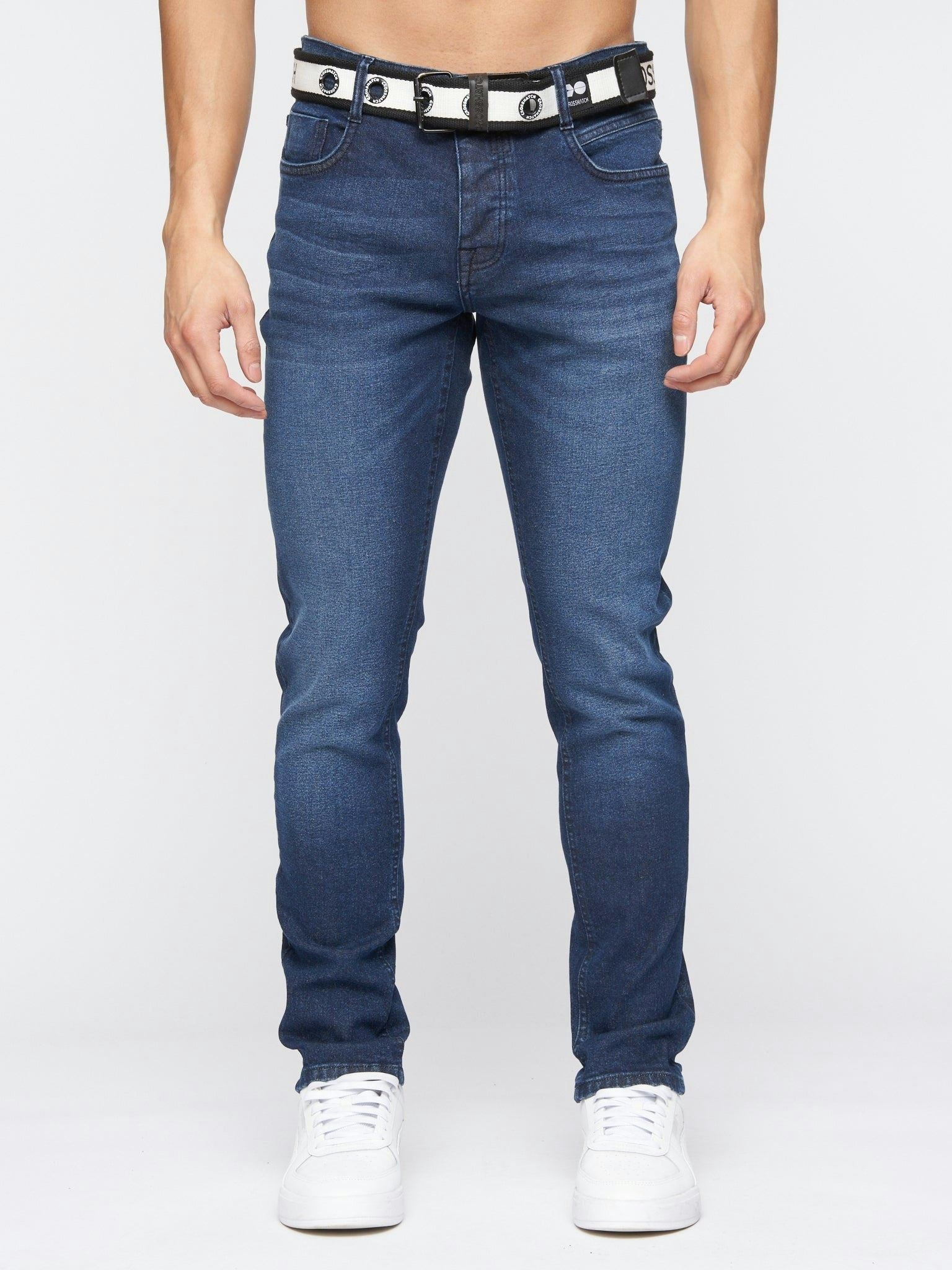 Crosshatch Dark Barbeck Slim Fit Denim Jeans Wash - W40 L32