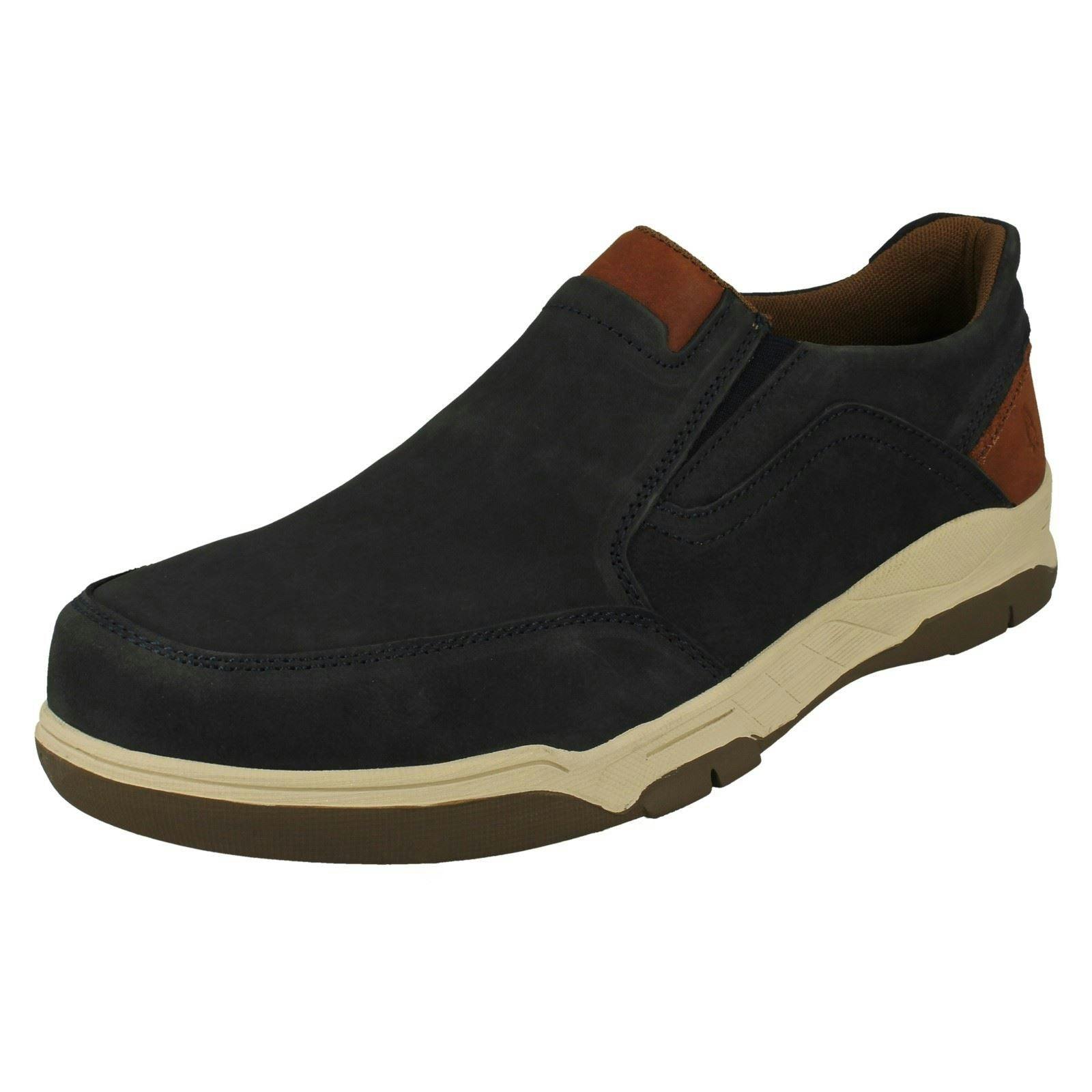 Hush Puppies Men's Slip On Loafer Shoes Fletcher Slip On - Navy/Tan - Uk 12