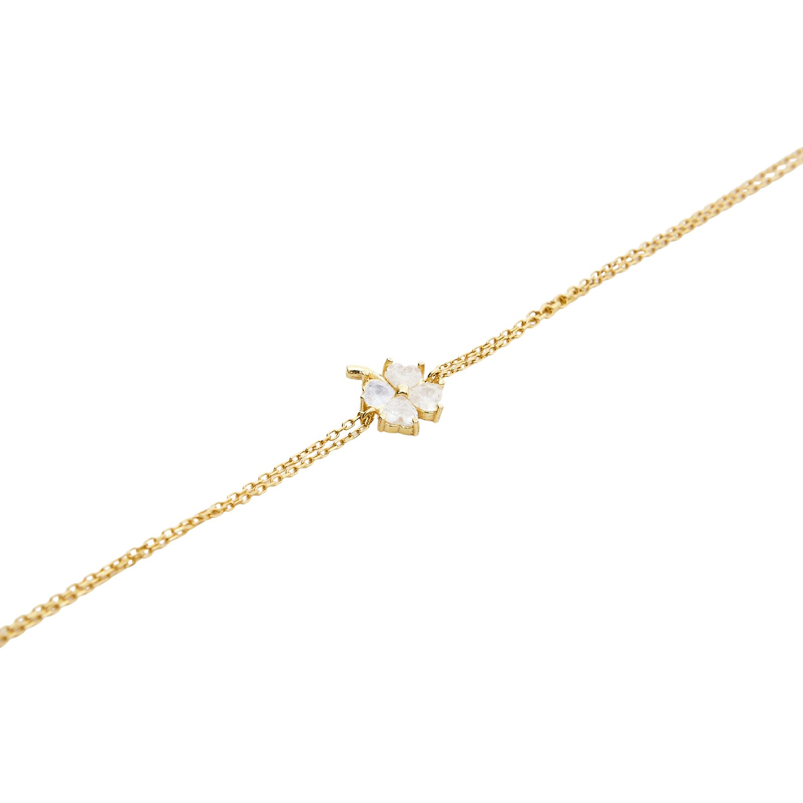 Spero London Silver/White/Gold Sterling Clover Bracelet