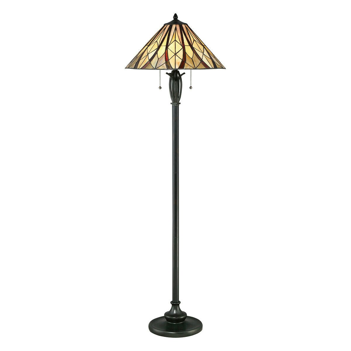 Loops Bronze Floor Lamp Tiffany Style Coloured Shade Criss Cross Valiant Led E27 60W