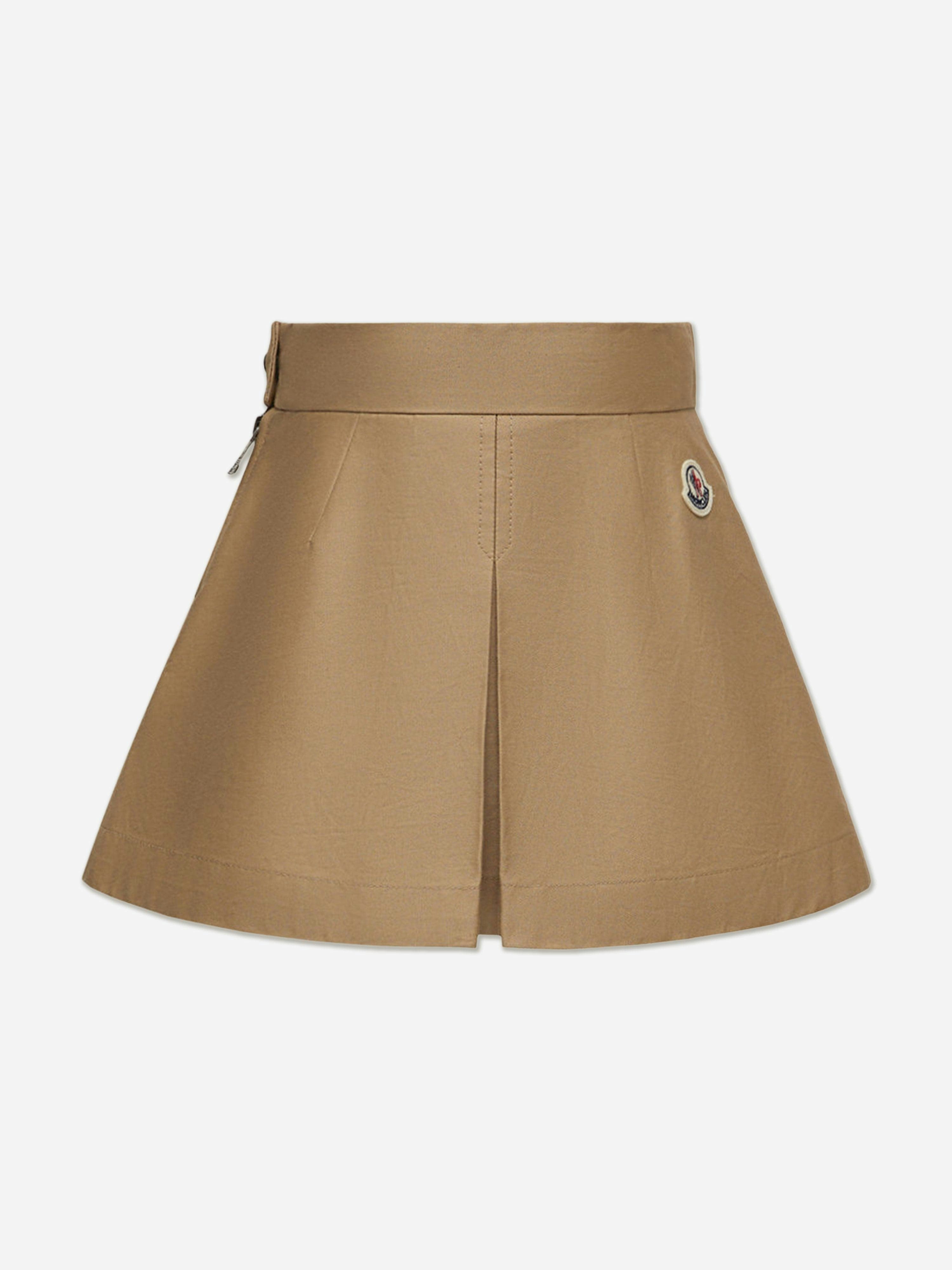 Moncler Enfant Girls Beige Pleated Skirt In - 14 Yrs