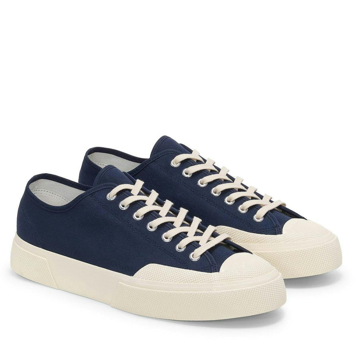 Superga Unisex White Adult 2432 Works Cotton Canvas Low Cut Trainers - Navy/Off - 6.5 Uk - Navy/Off - 100% Mixed