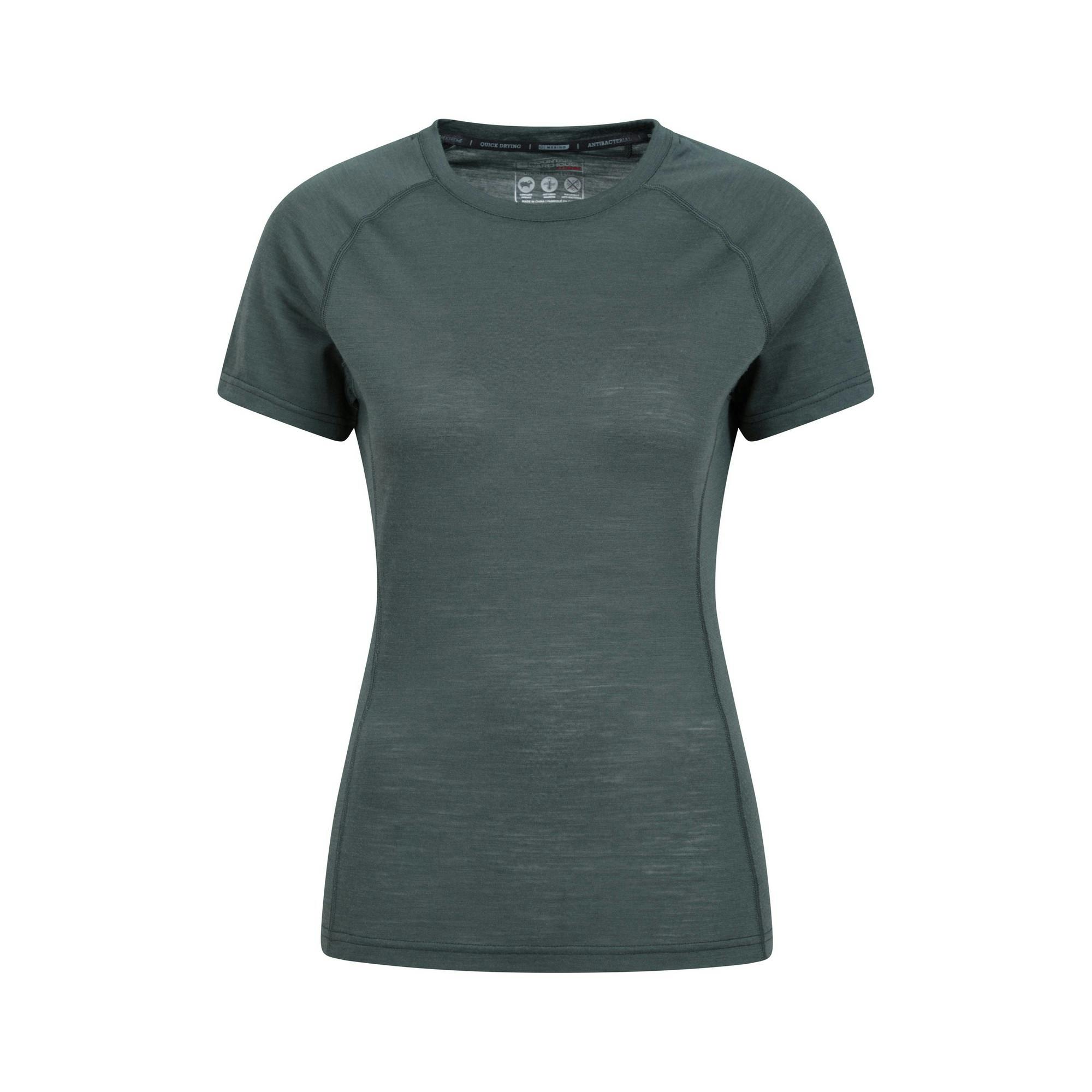 Mountain Warehouse Women's Green Summit Merino Wool Thermal Top - Khaki - 14 Uk - Khaki - 50% Merino Wool/50% Polyester