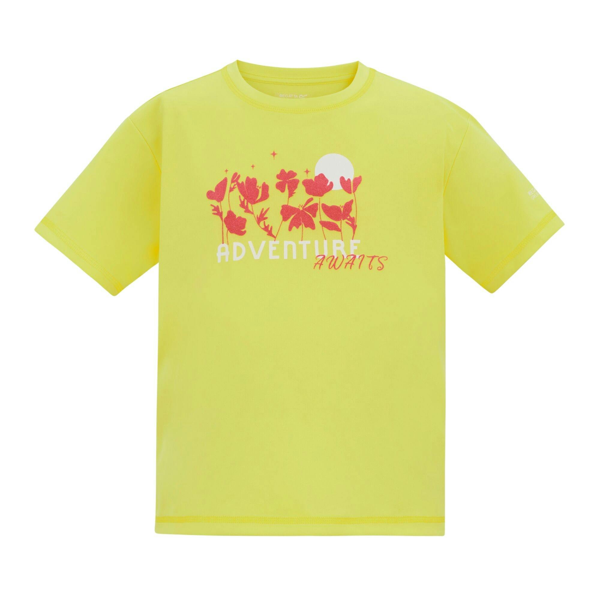 Regatta Yellow Kids Aria Flowers T-Shirt - Canary - 14 Years - Canary - 50% Polyester/50% Recycled Polyester
