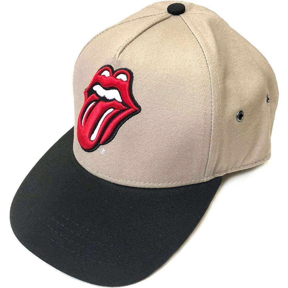 Paradiso Clothing Unisex Black The Rolling Stones Classic Tongue Band Logo Sand Snapback