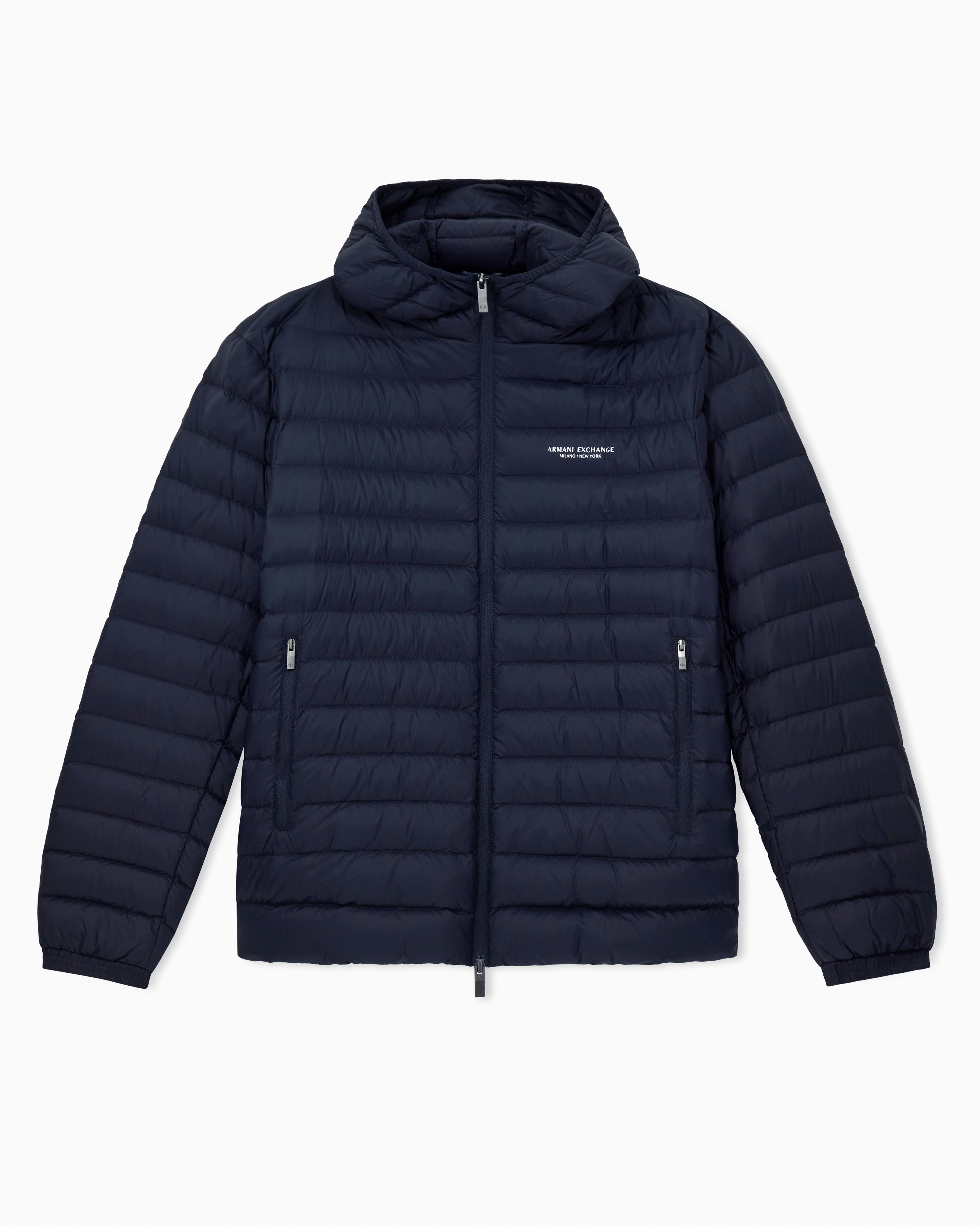 Armani Exchange Men's White Down Jacket Xm001577-Af16927 - Deep Navy Ub101 - Deep Navy Ub101 - L