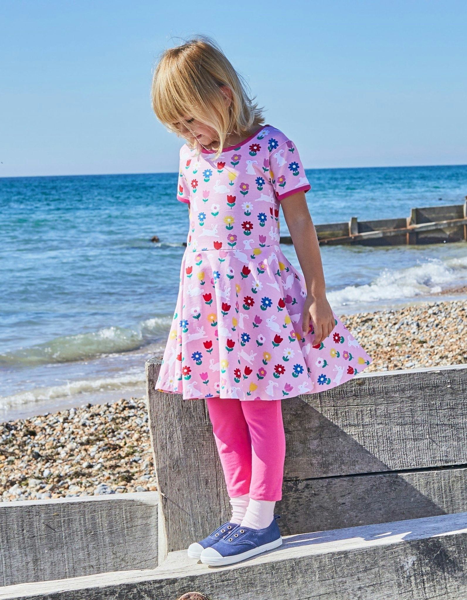 Toby Tiger Organic Bunny Print Skater Dress - 2-3Y / 98Cm