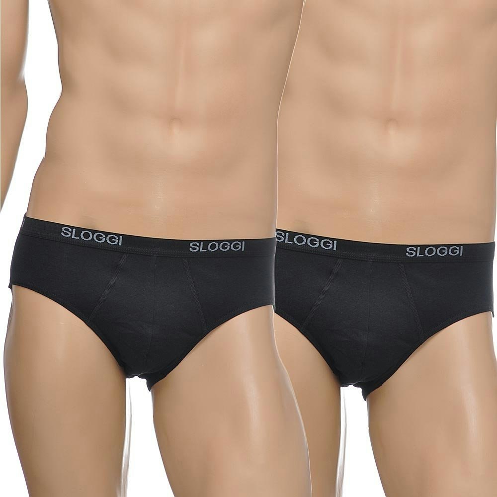 Sloggi Men's Black 2-Pack Basic Midi Briefs, - S