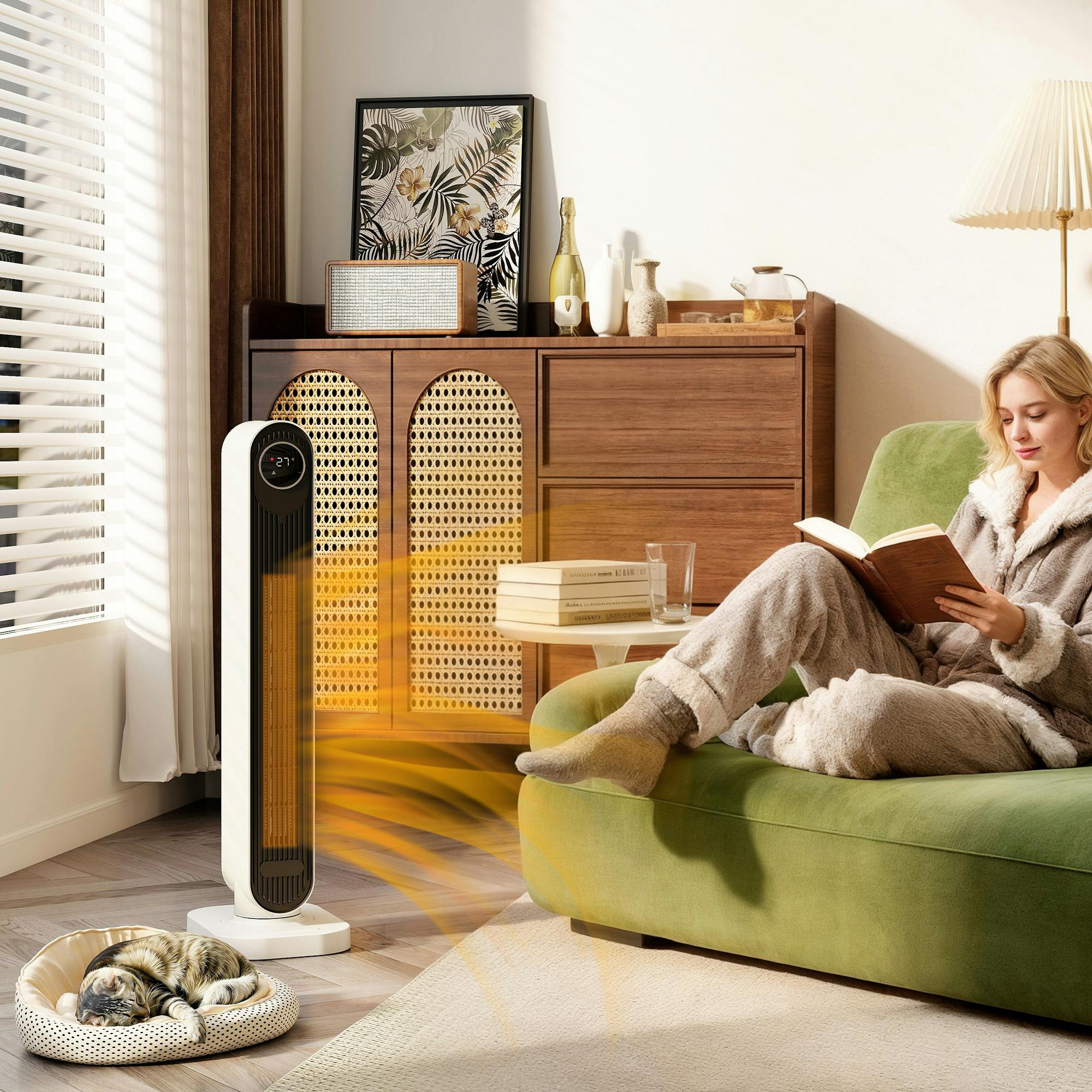 Homcom Black/White Ceramic Electric Heater, 2000W Fan Space Heater,
