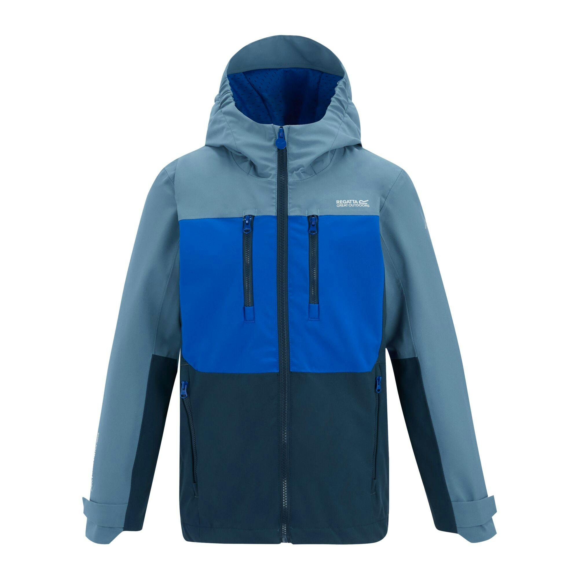 Regatta Blue Kids Highton Monochrome Waterproof Jacket - China /Olympian /Night Sky - 15-16 Years - China /Olympian /Night Sky - 100% Mixed