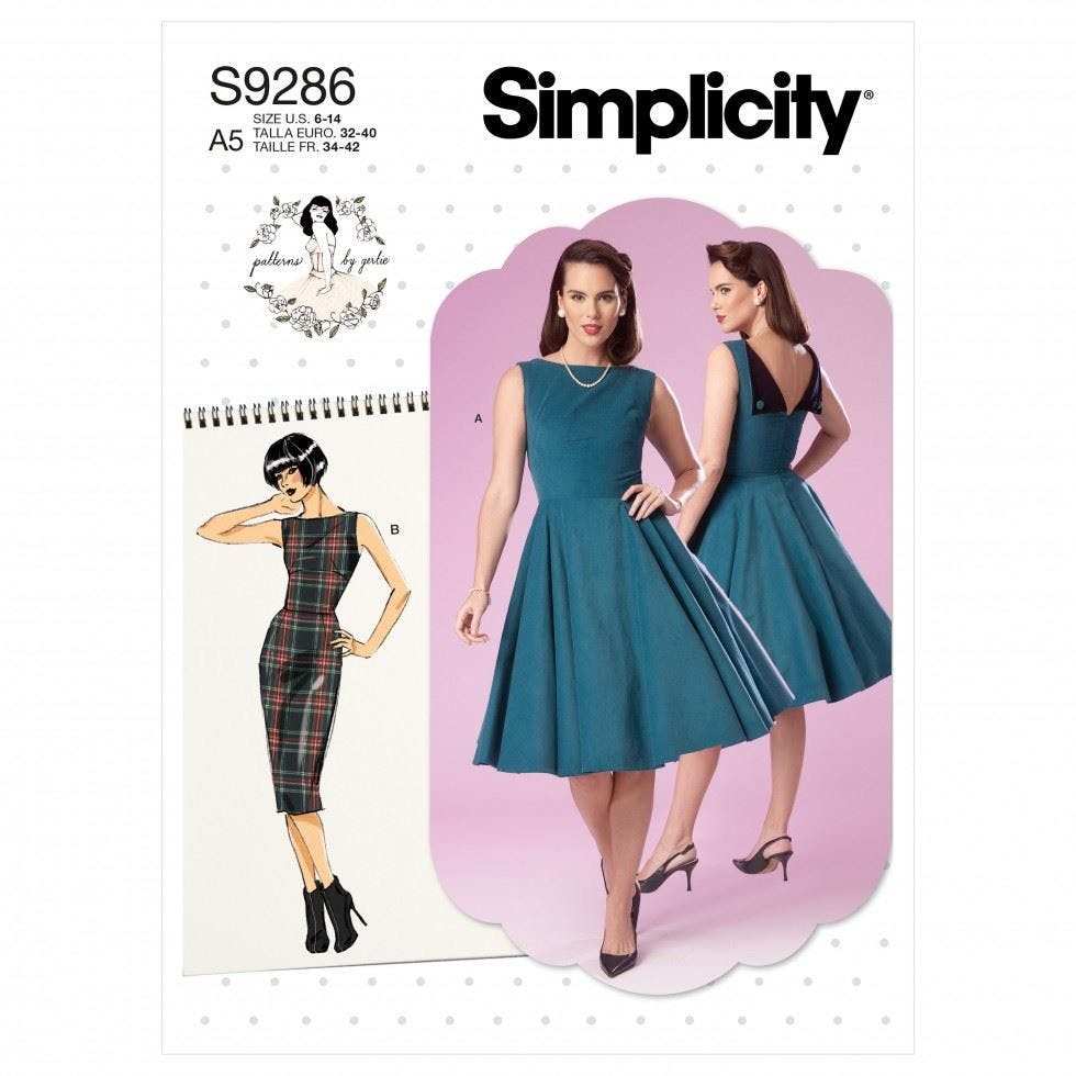 Simplicity Women's Sewing Pattern 9286, Dresses, Vintage Style For A5 (6-8-10-12-14) - Intermediate - E5 (14-16-18-20-22)