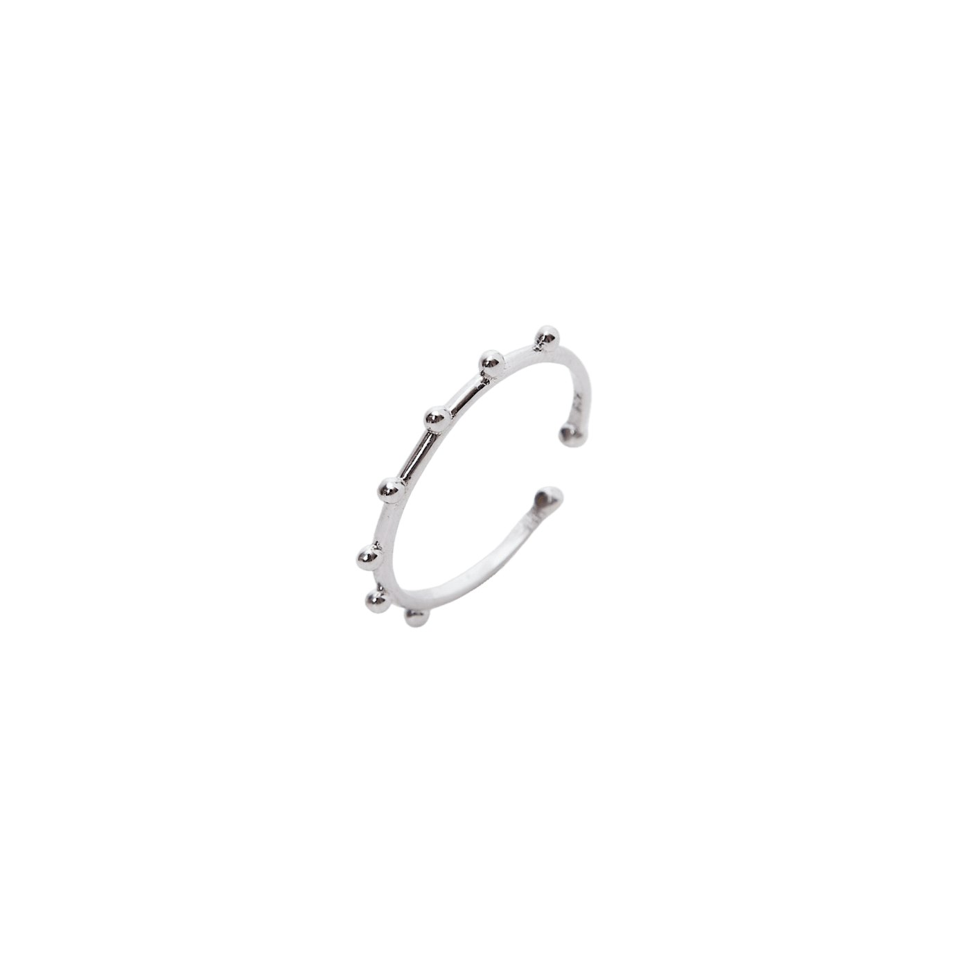 Spero London Silver Skinny Layering Adjustable Ring Set - Less Ball Ring