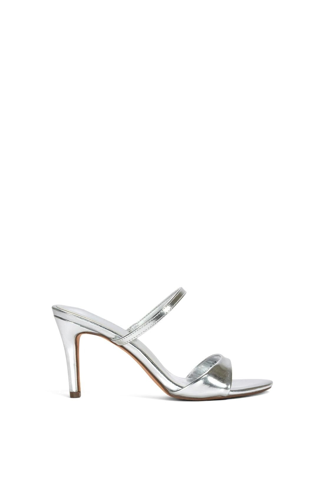 Xy London Women's Silver Slip On Stiletto Heel Mules With Open Toe - 6