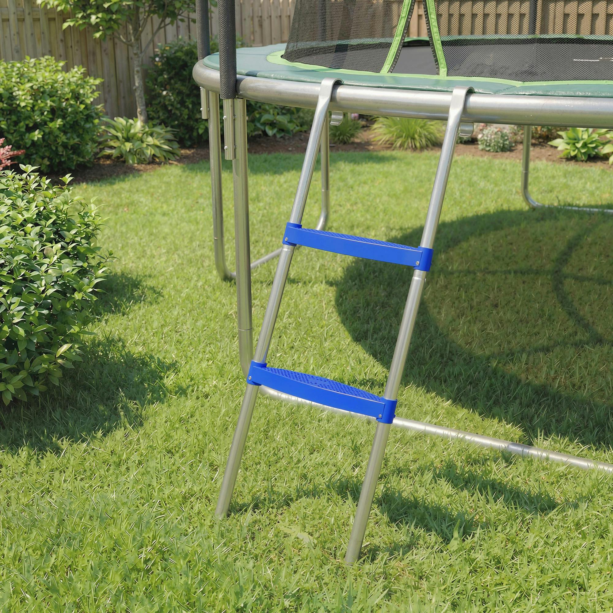 Sportnow Blue Trampoline Ladder, 2-Steps/3-Steps With Horizontal Wide Steps - 2-Steps