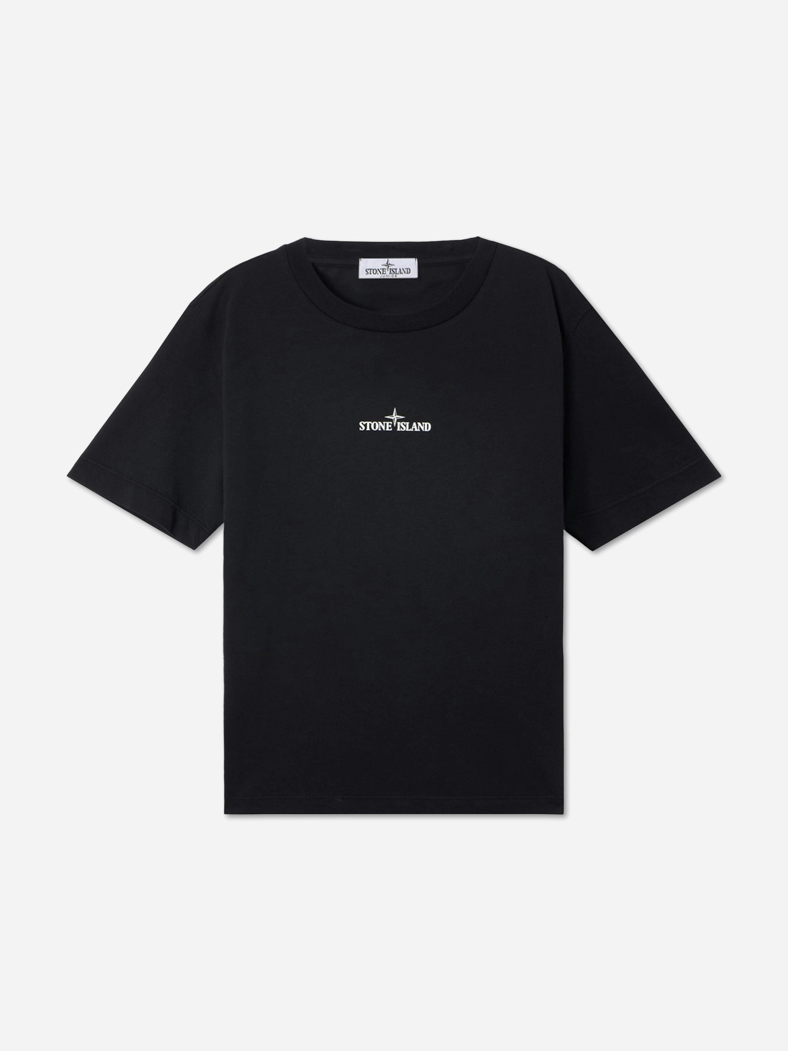 Stone Island Junior Boys Black Stone Island Brush Fade Camo Compass Print T-Shirt In - 8 Yrs