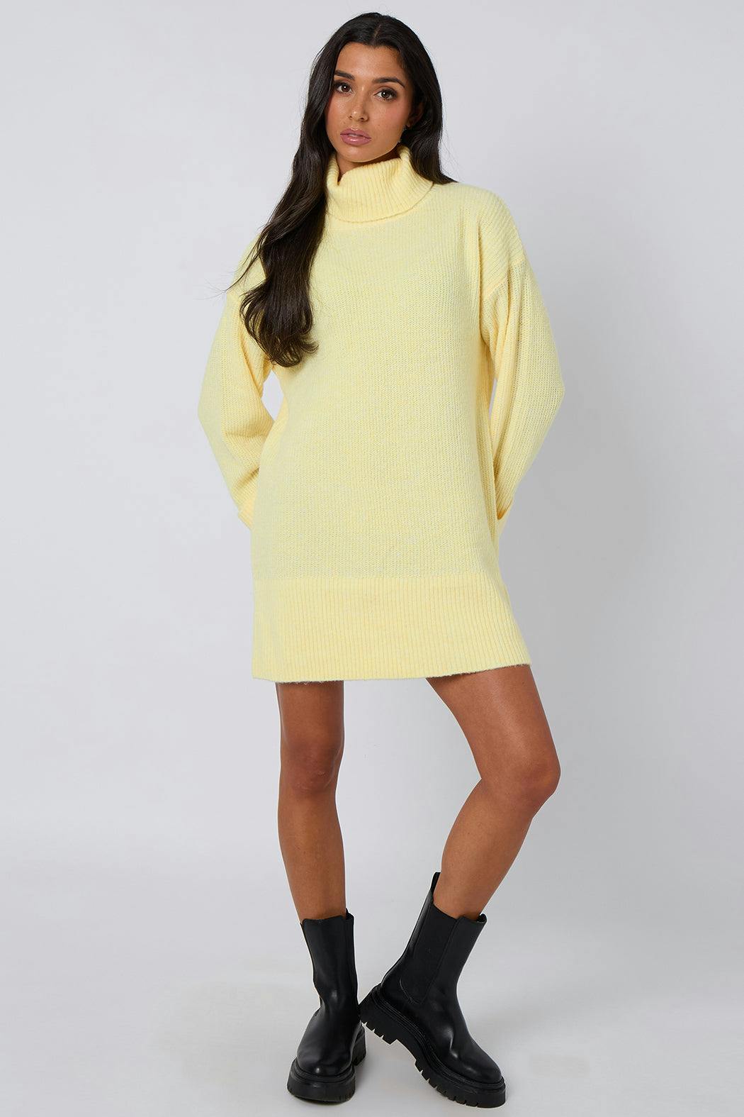 Urban Bliss Lemon Roll Neck Mini Dress - S