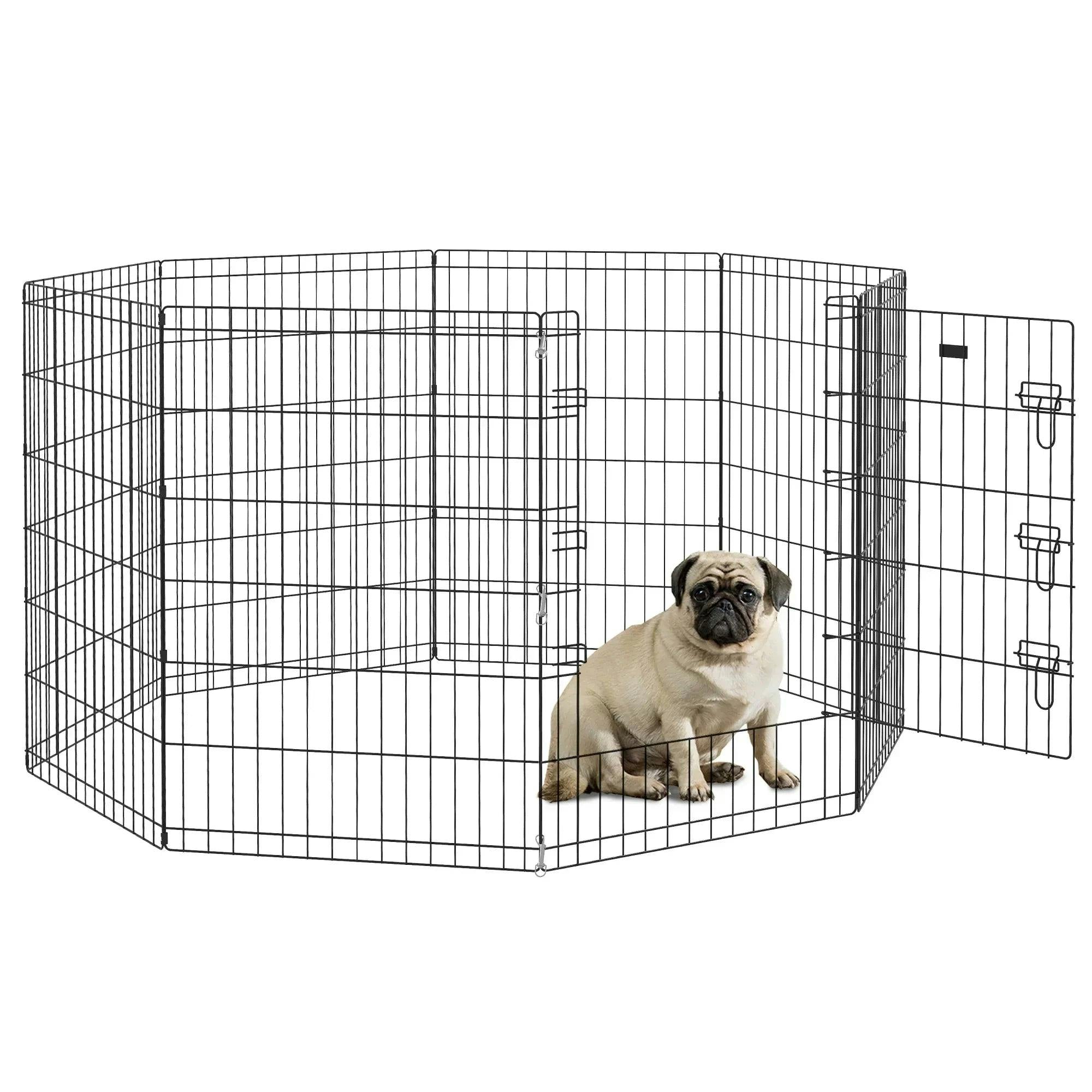 Pawhut Black 8-Panel Diy Dog Pen W/ Door For Indoor/Outdoor Use, 91Cm High In | Size: M 45Cm - Image 5