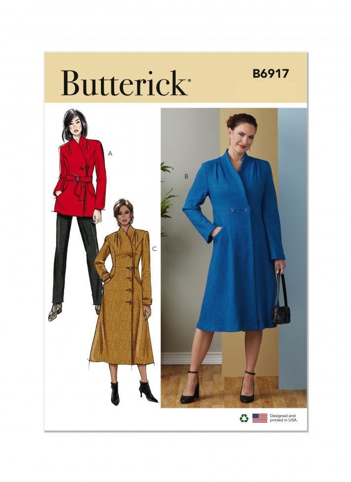 Butterick Women's Sewing Pattern 6917, Coats For D5 (4-6-8-10-12) - Intermediate - P5 (12-14-16-18-20)
