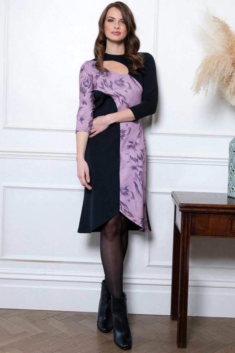 Hotsquash Lavender/Black Asymmetric Keyhole Dress - Phoenix / - 18