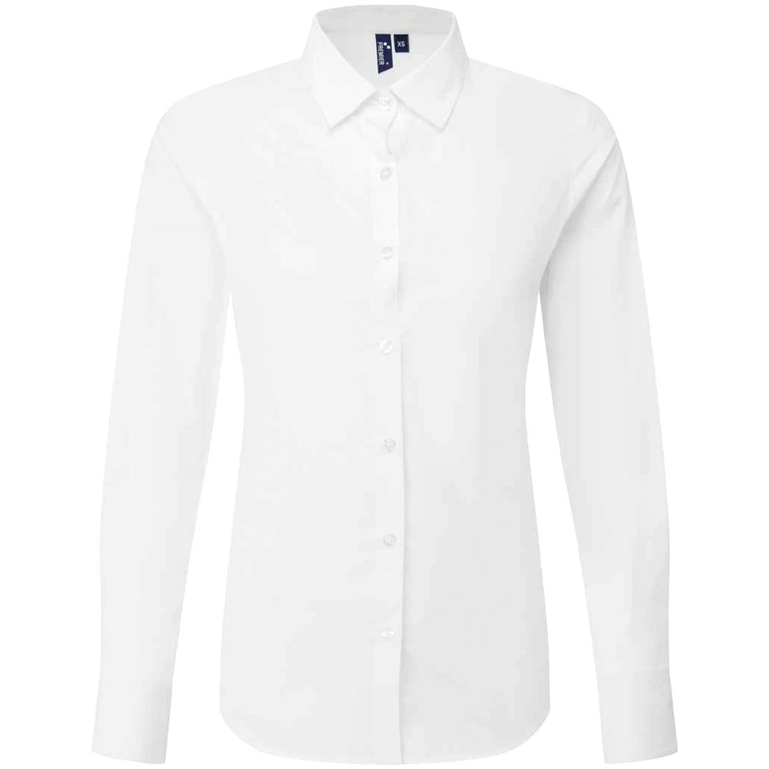 Premier Women's White Recyclight Poplin Long-Sleeved Formal Shirt In | Size: Medium - Image 2