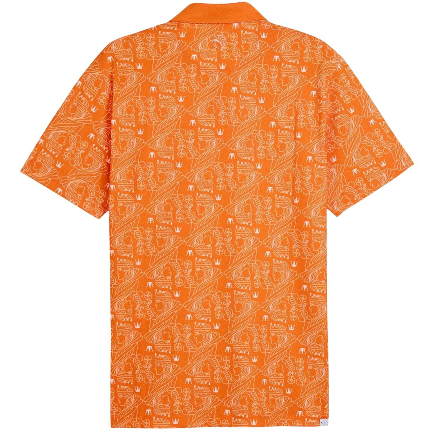 Puma Men's Orange Royal Crest Pique Golf Polo Shirt - L - 95% Recycled Polyester/5% Elastane