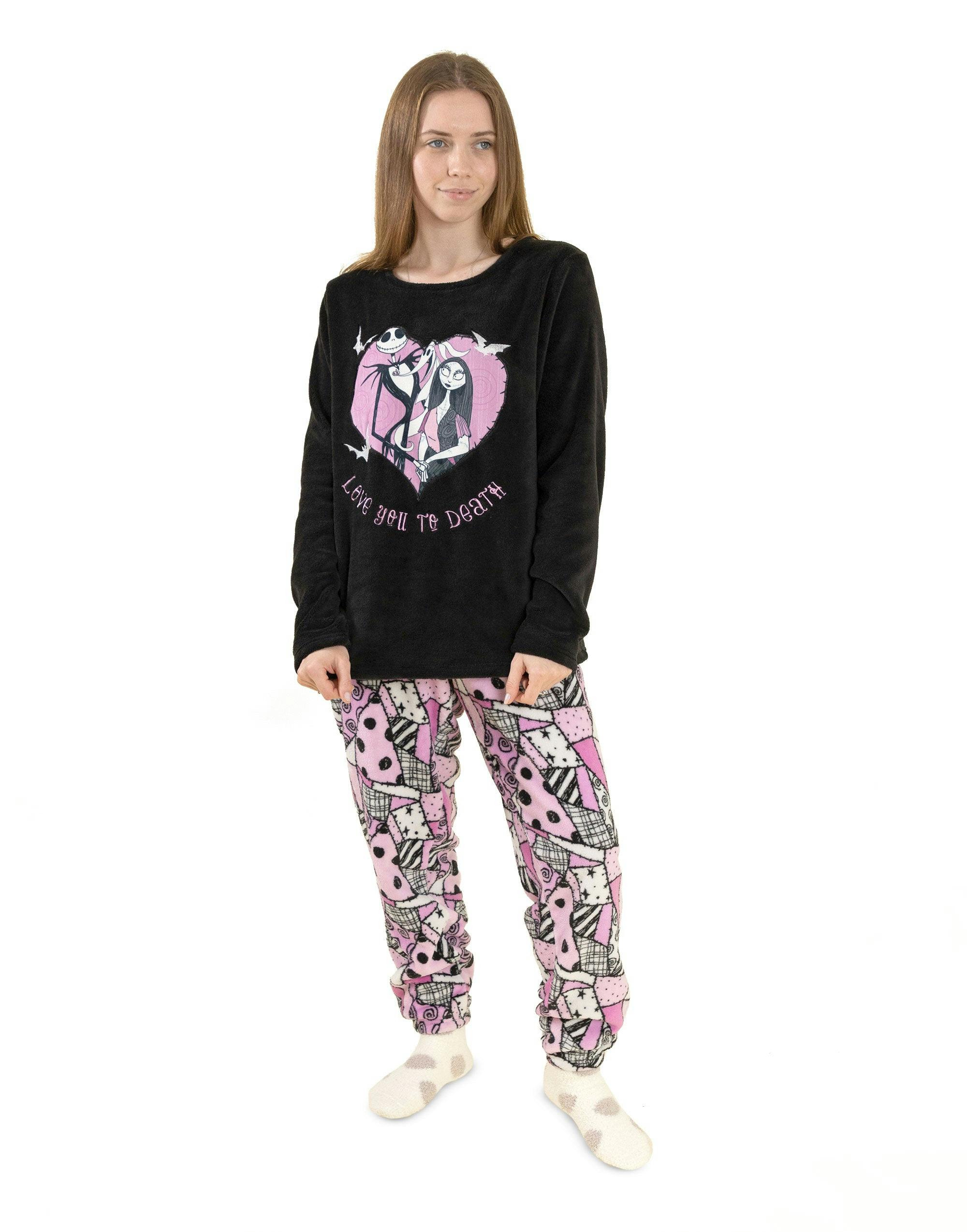 Vanilla Underground Women's Pink The Nightmare Before Christmas Logo Long Sleeve Long Leg Pyjama Set - XX-Large