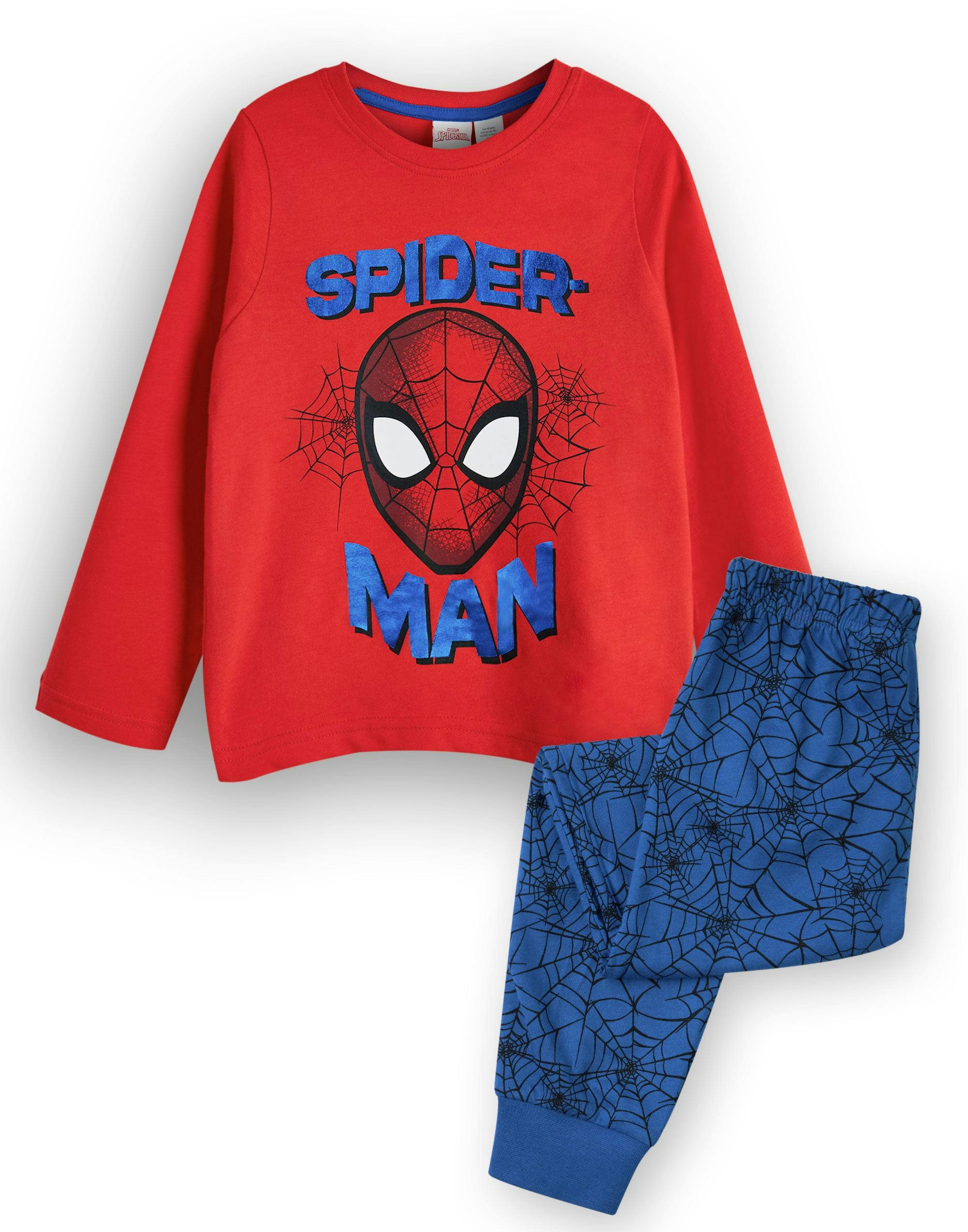 Vanilla Underground Boys Blue Marvel Spider Man Front Print Long Sleeve Long Leg Pyjama Set - 5-6 Years