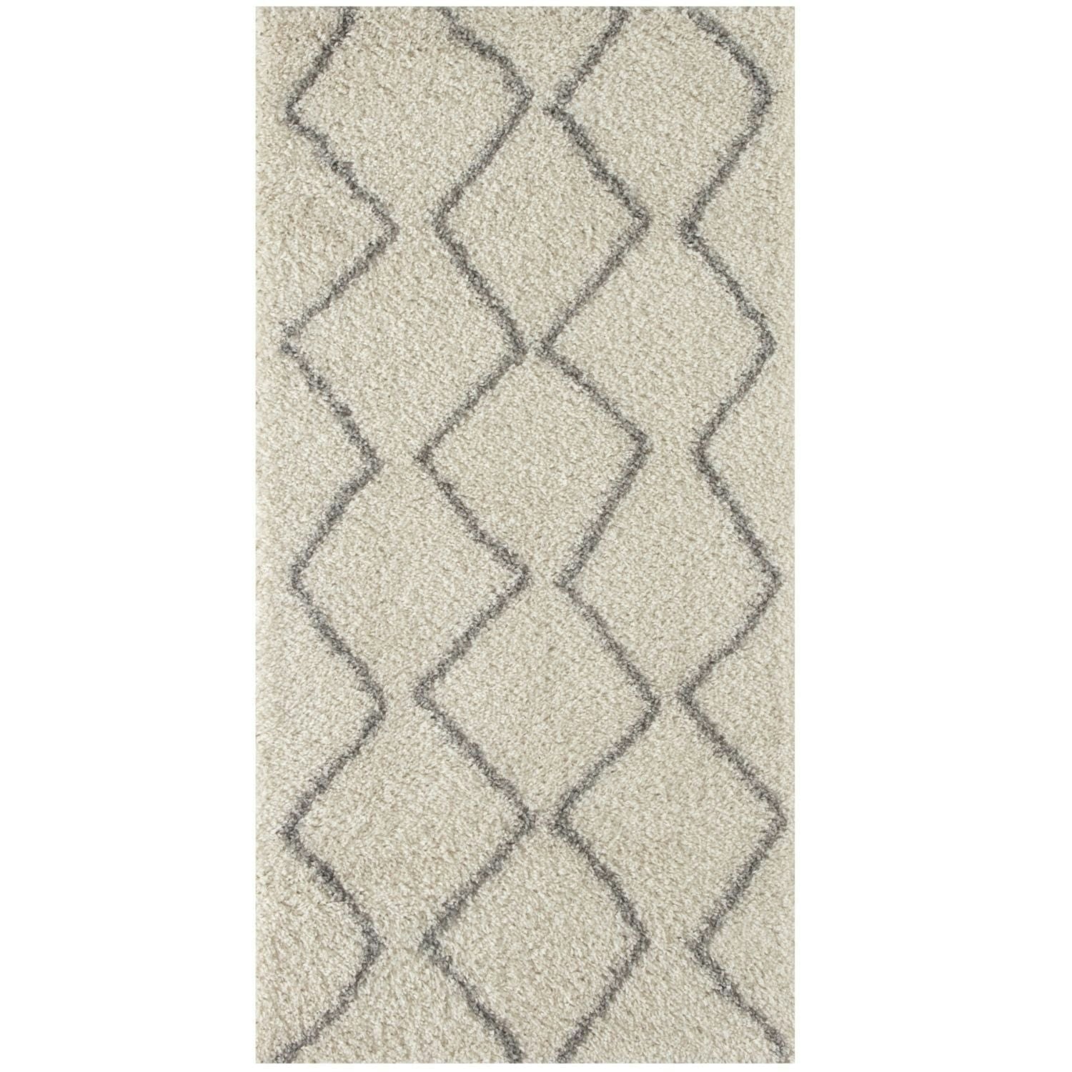 The Rugs Ivory/Grey Moroccan Shaggy Rug | 800 - 80X150 Cm