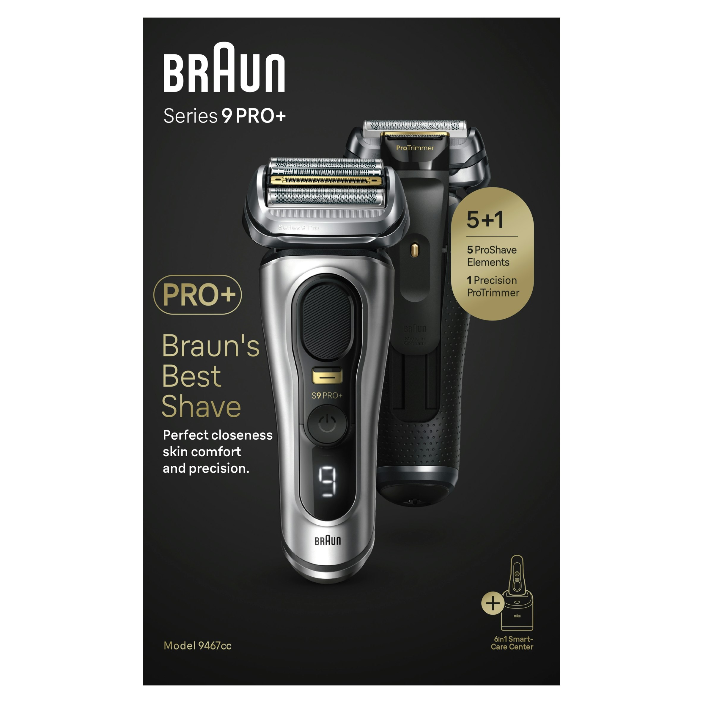 Braun Silver Series Series Pro+ Electric Shaver, Smartcare Center, Wet & Dry, 9467Cc, Size 9