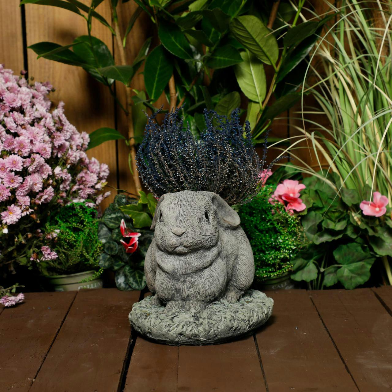 Osn Charming Stone Cast Rabbit Planter For Flowers Or Herbs