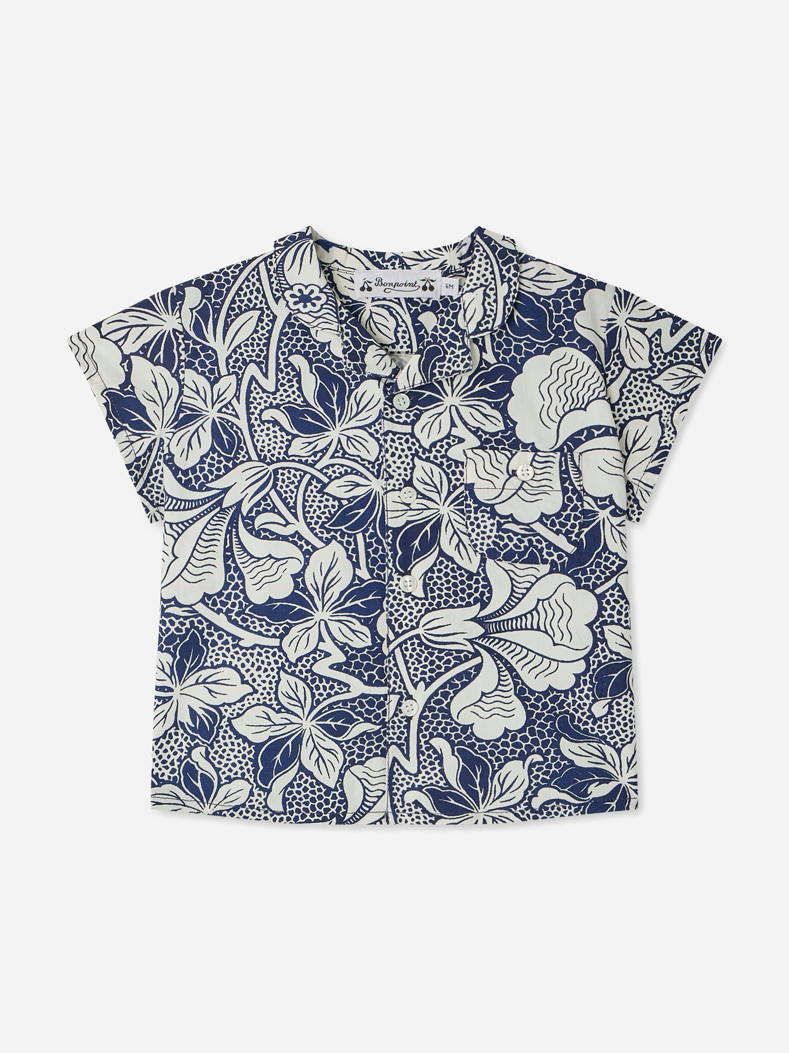 Bonpoint Men's Blue Baby Boys Floral Gerald Shirt In - 12 Mths