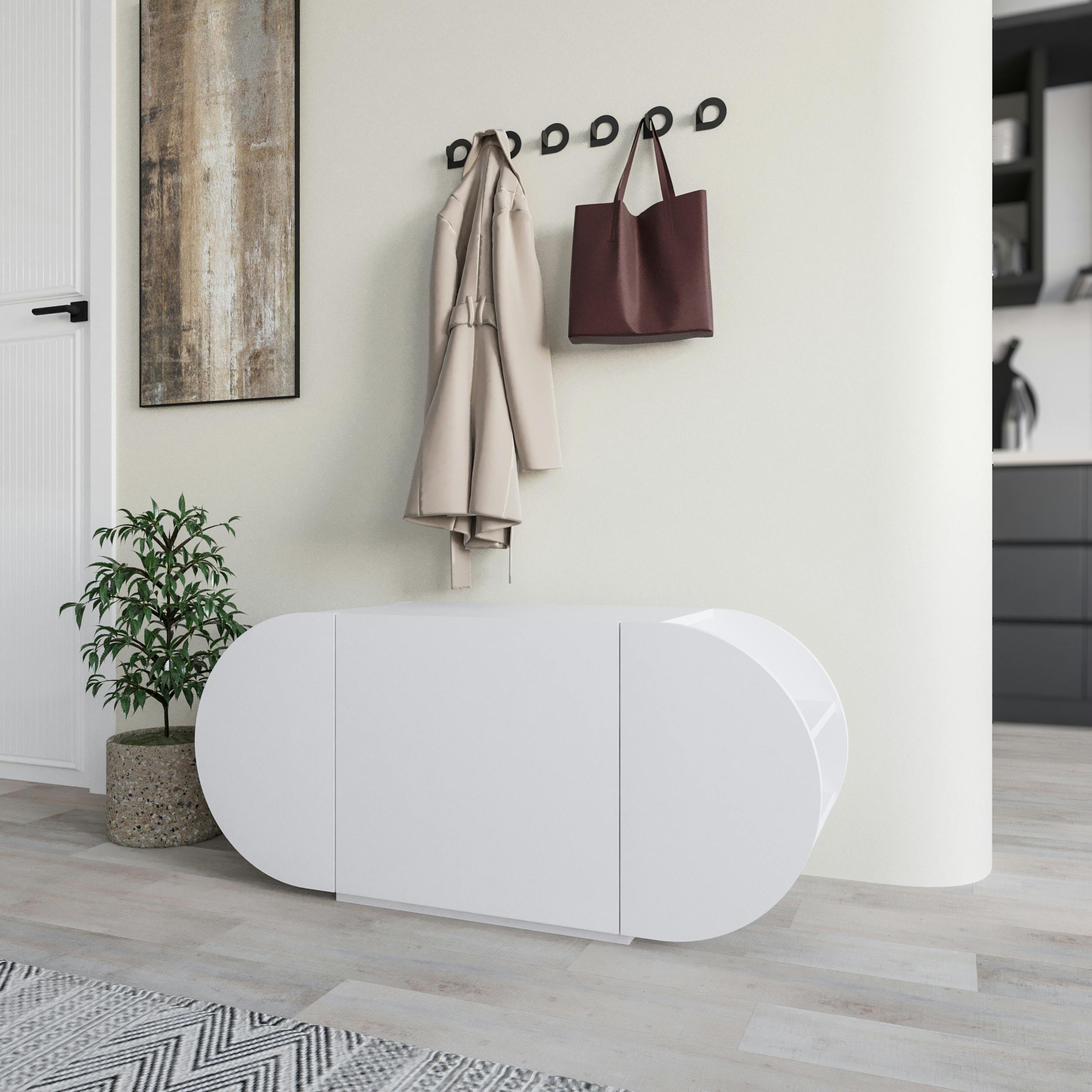 Decortie Pozy Shoe Storage Bench - White - 2 Shelf - Single Door - Image 4
