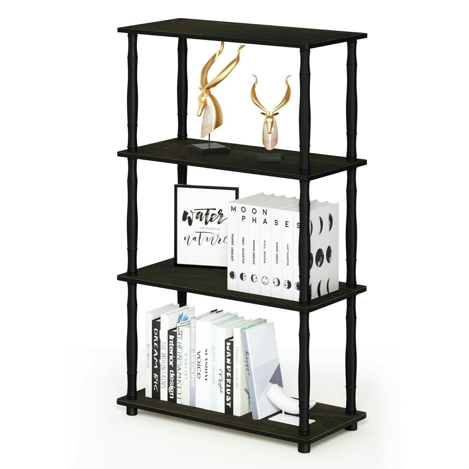 Rackhams Black Versatile Turn-N-Tube 4-Tier Multipurpose Shelf Display Rack With Classic Tubes, Espresso/, /Bk For Entryway - Sku 18034Ex