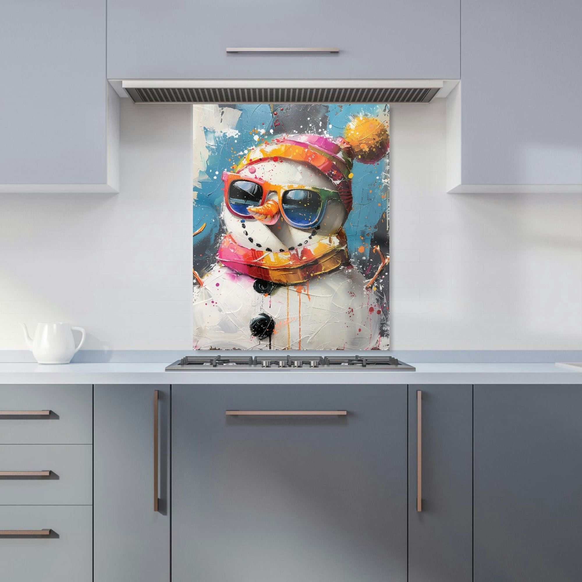 Warren Reed - Designer Vibrant Snowman With Style Kitchen Splashback - W600mm X H750mm