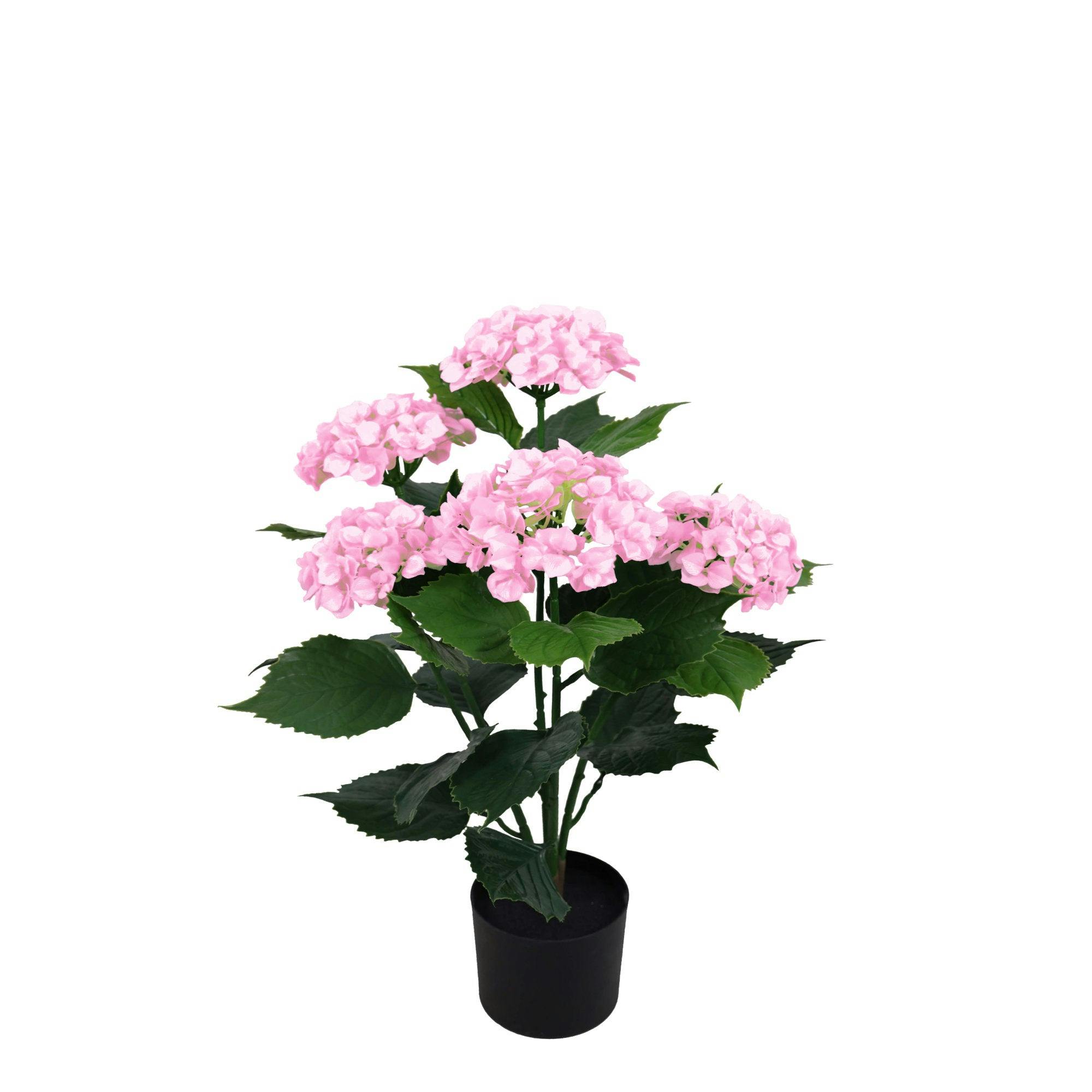 True Products Pink Artificial Hydrangea Bush Uv Protected - 60Cm, 90Cm & 120Cm - 60Cm