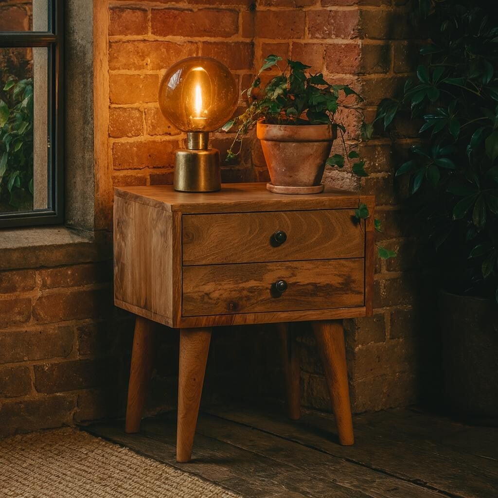 Rackhams Light Parma Small Mango Table Rustic Bedside Table