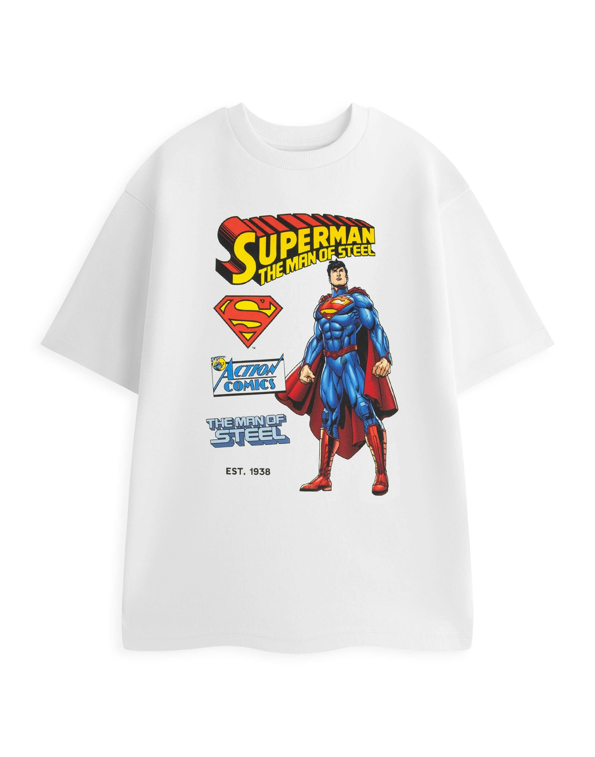 Vanilla Underground Men's Grey Dc Comics Superman The Adventures Of Short Sleeved T-Shirt - Small
