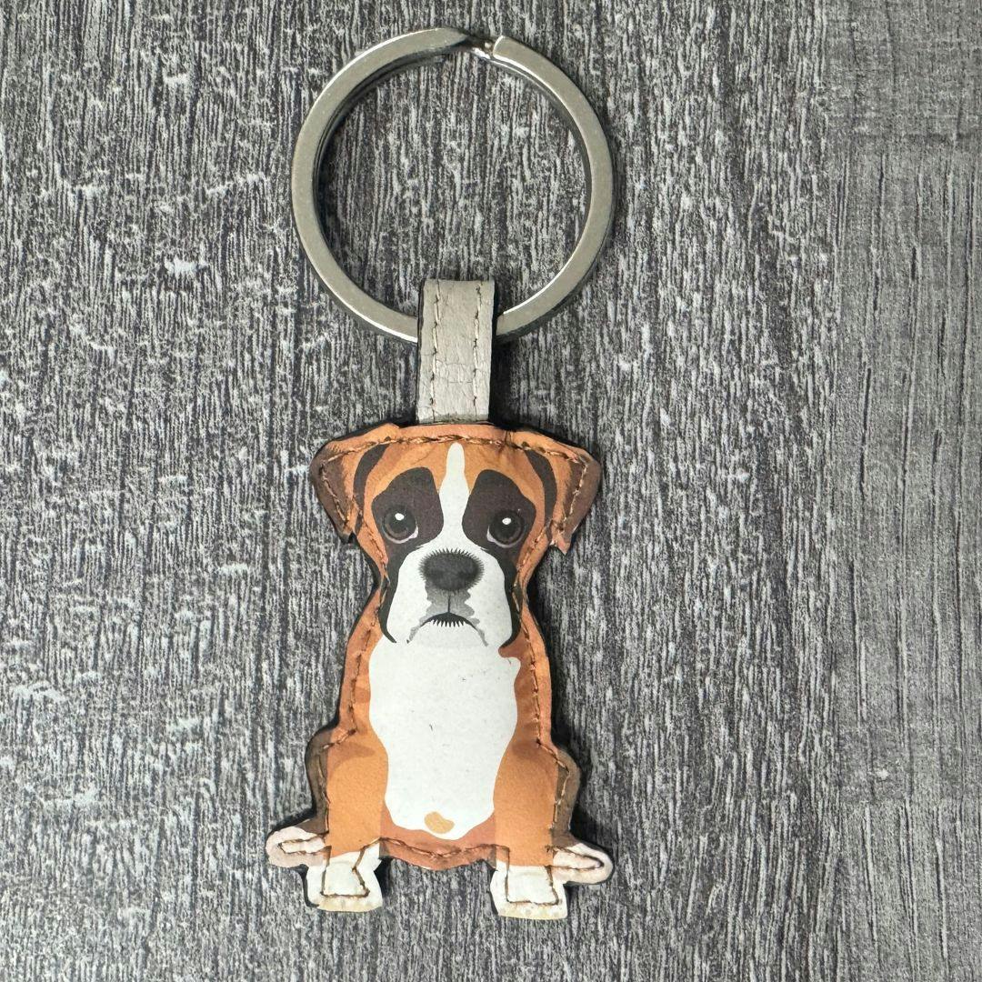 Love Emvy Leather Dog Keyring - Boxer, Dalmation, Terrier, Labrador - Boxer Dog