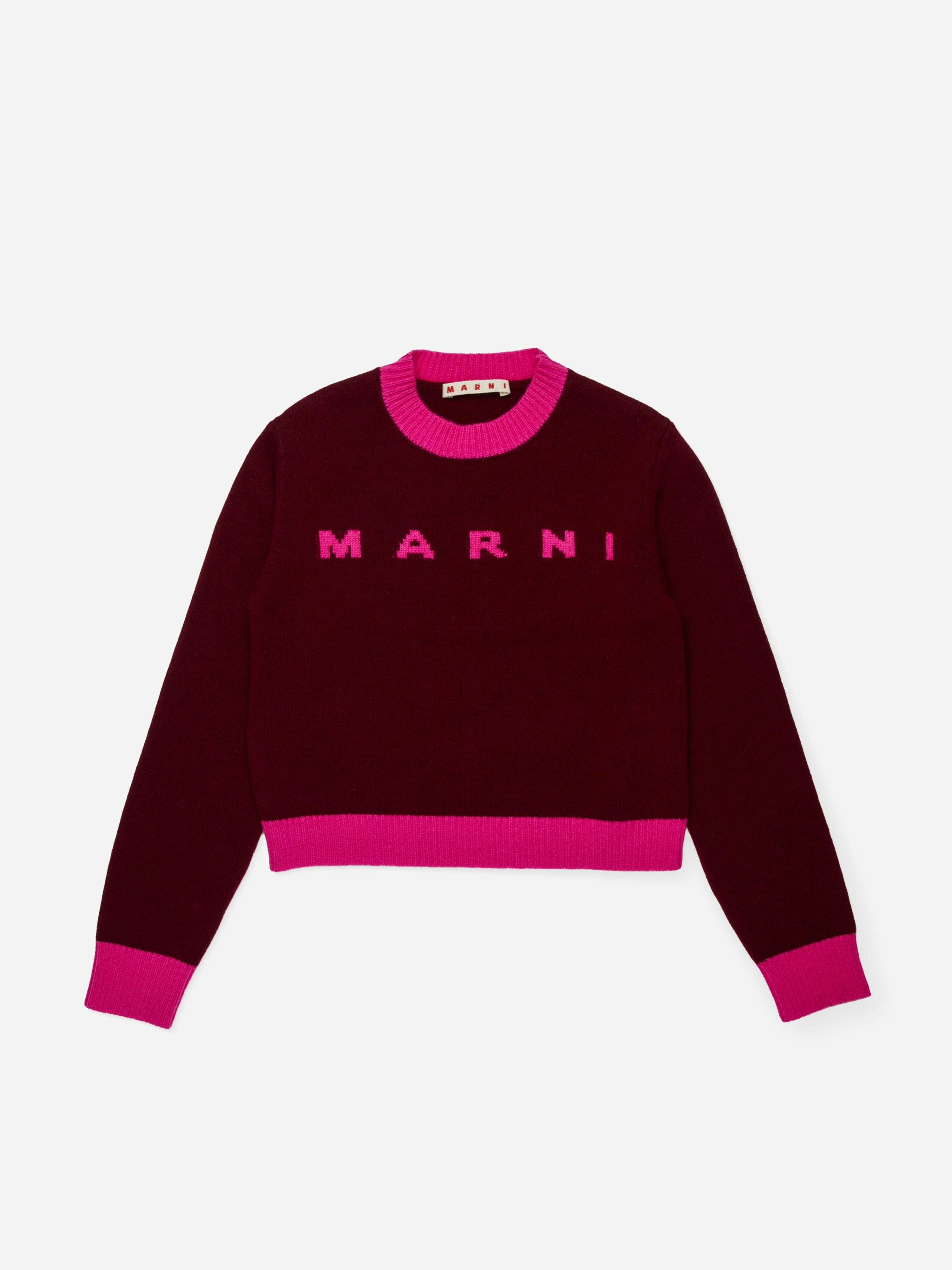 Marni Kids Girls Red Marni Cashmere Logo Jumper In - 10 Yrs