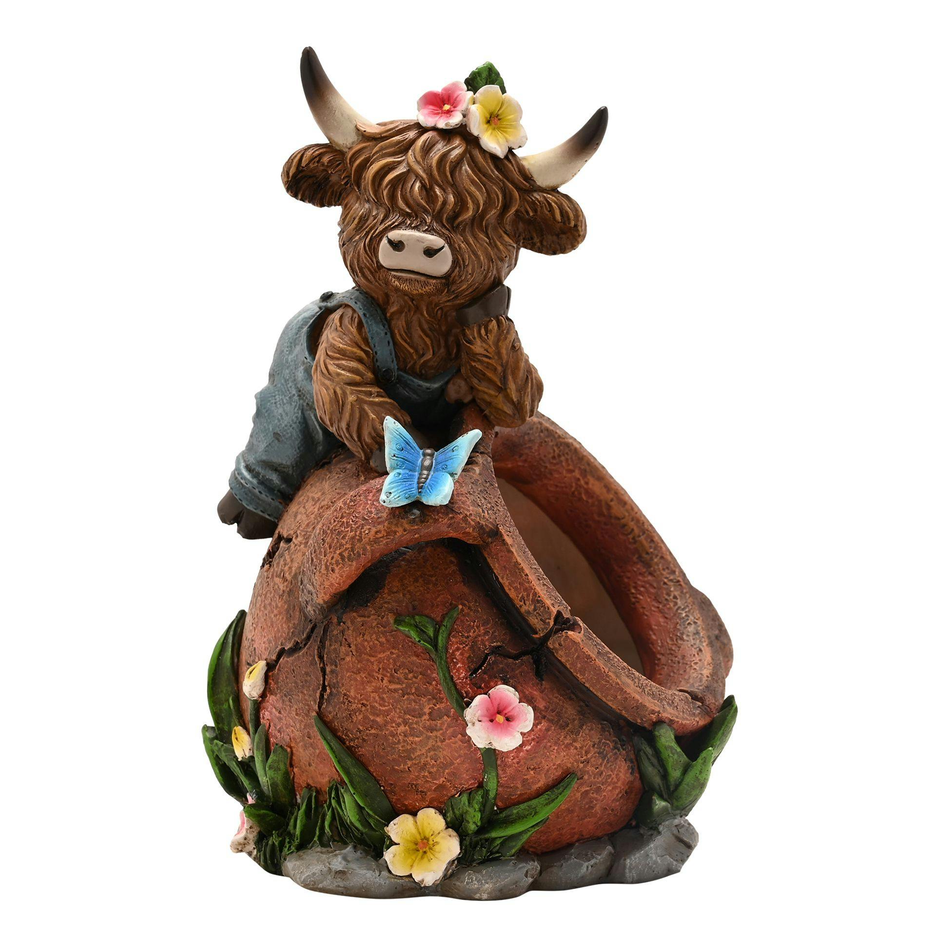 Rackhams Brown Highland Cow Spring Planter